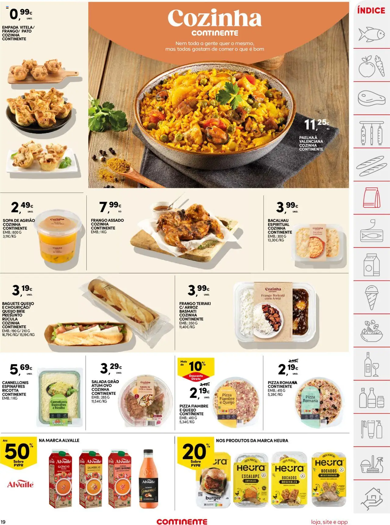 Continente folheto │ válido de 12.08.2025 | Página: 19 | Produtos: Presunto, Pizza, Arroz, Salada