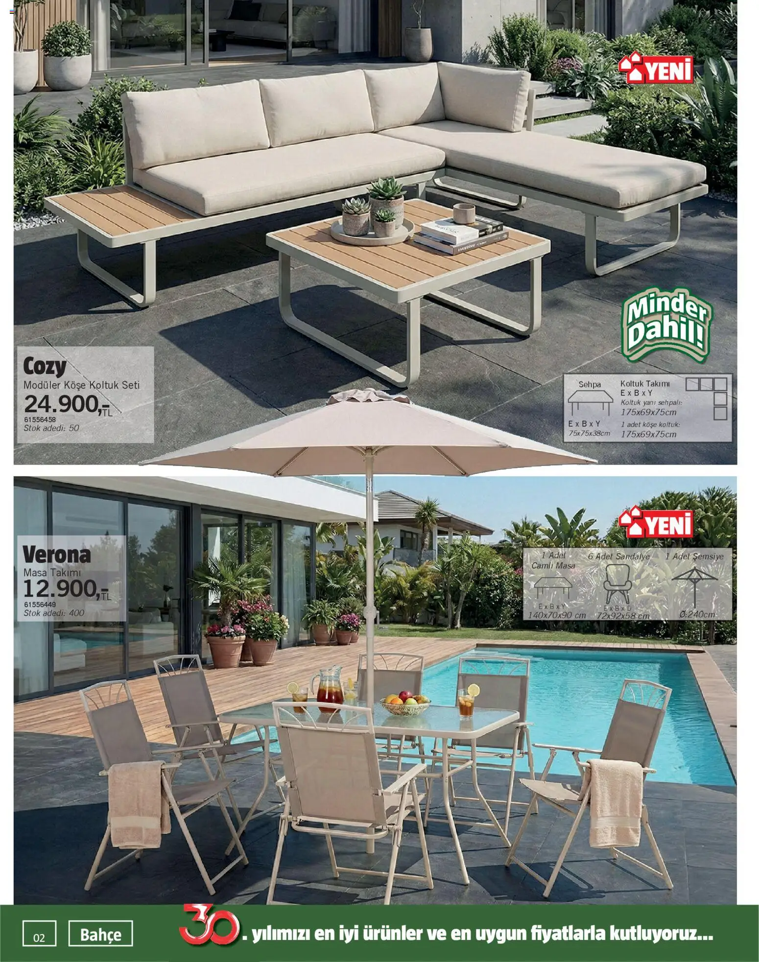 Bauhaus Katalog - 18.04.2026 tarihinden itibaren geçerlidir | Sayfa: 2 | Ürünler: Masa, Sandalye, Şemsiye, Koltuk takımı