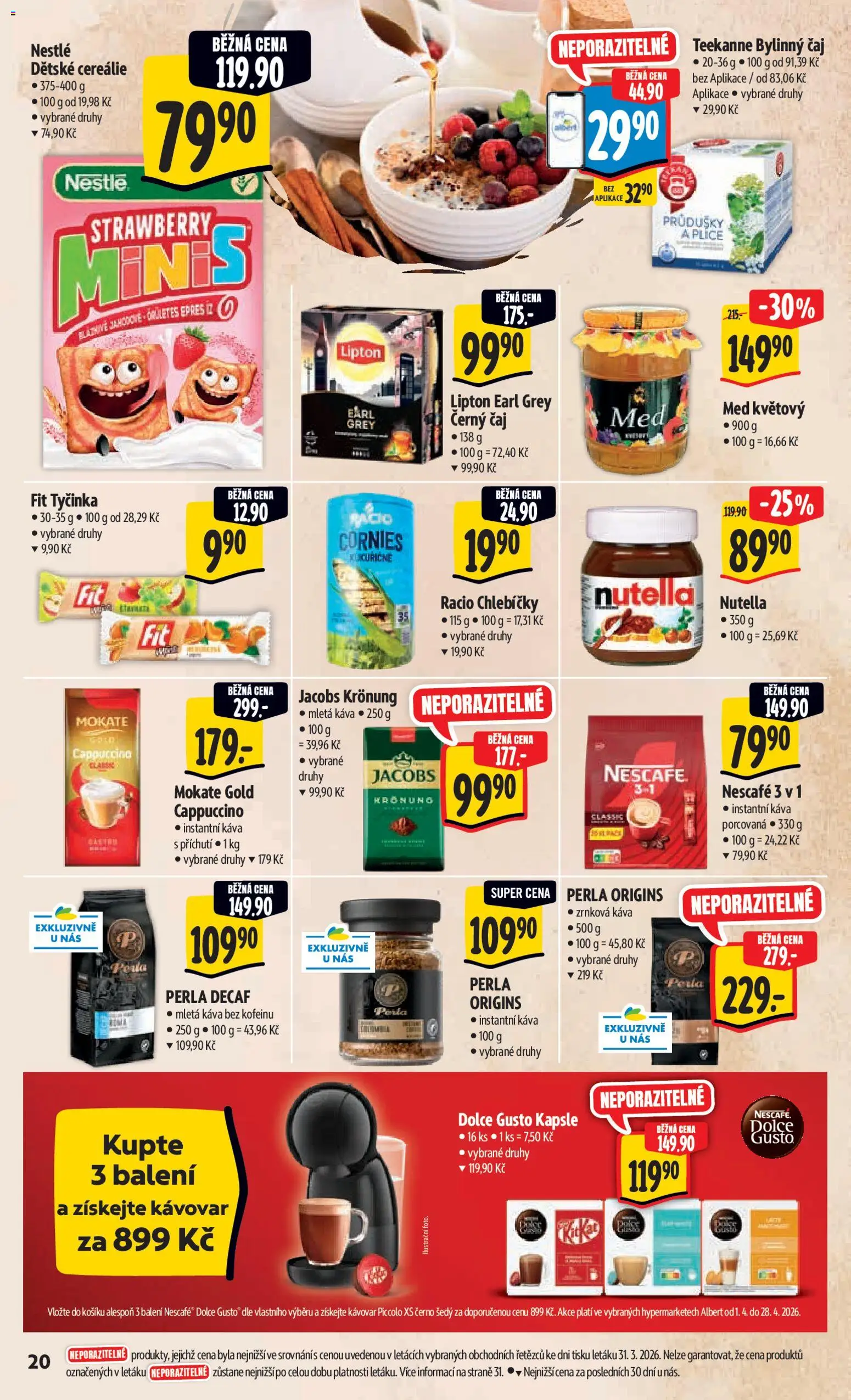 Albert leták - Hypermarket od 07.04.2026 | Strana: 30 | Produkty: Cereálie, Instantní káva, Teekanne, Jacobs
