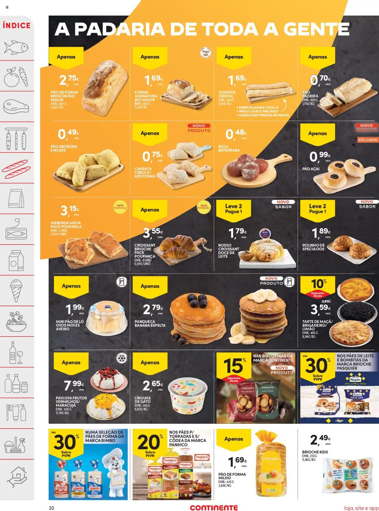 Continente folheto │ válido de 16.09.2025 | Página: 20 | Produtos: Banana, Pão, Tarte, Nozes