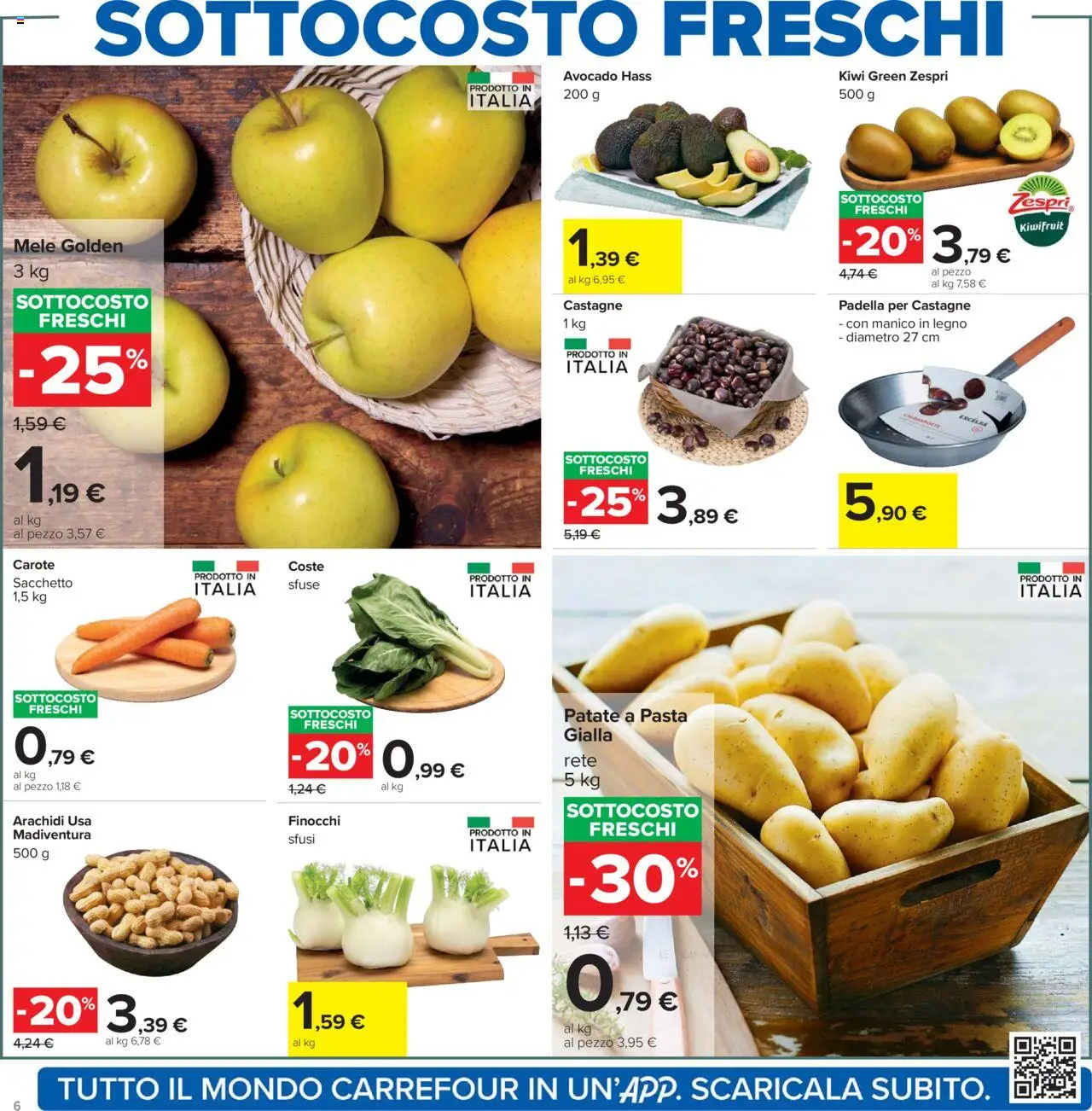 Volantino Carrefour del 23.10.2025 | Pagina: 6 | Prodotti: Kiwi, Patate, Pasta, Finocchi