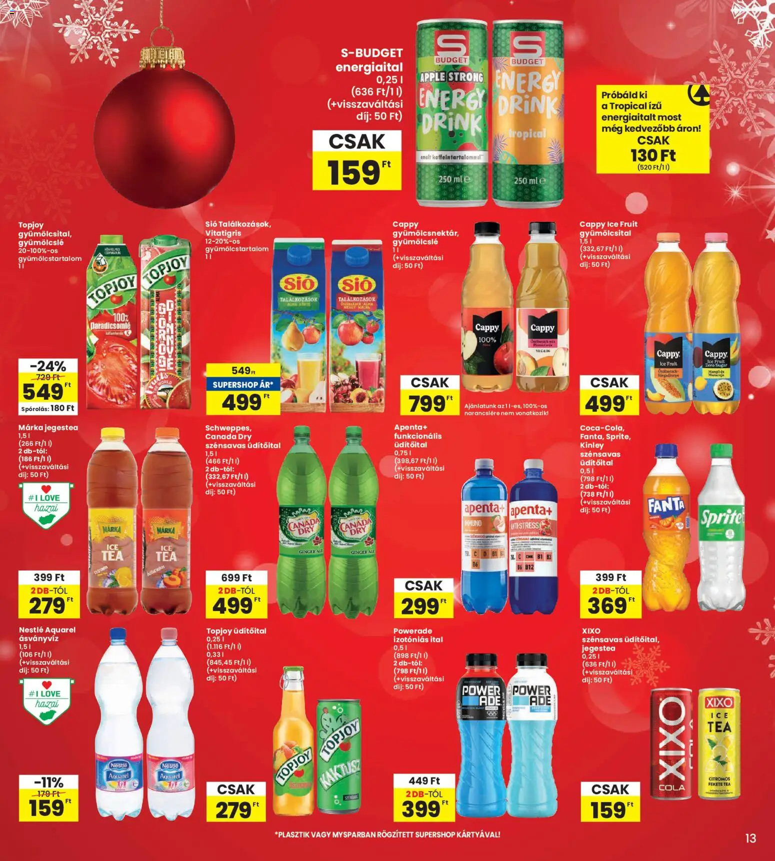 Interspar akciós ujság - amely érvényes a következő dátumtól: 04.12.2025 | Oldal: 13 | Termékek: Gyümölcsital, Cola, Ásványvíz, Mangó