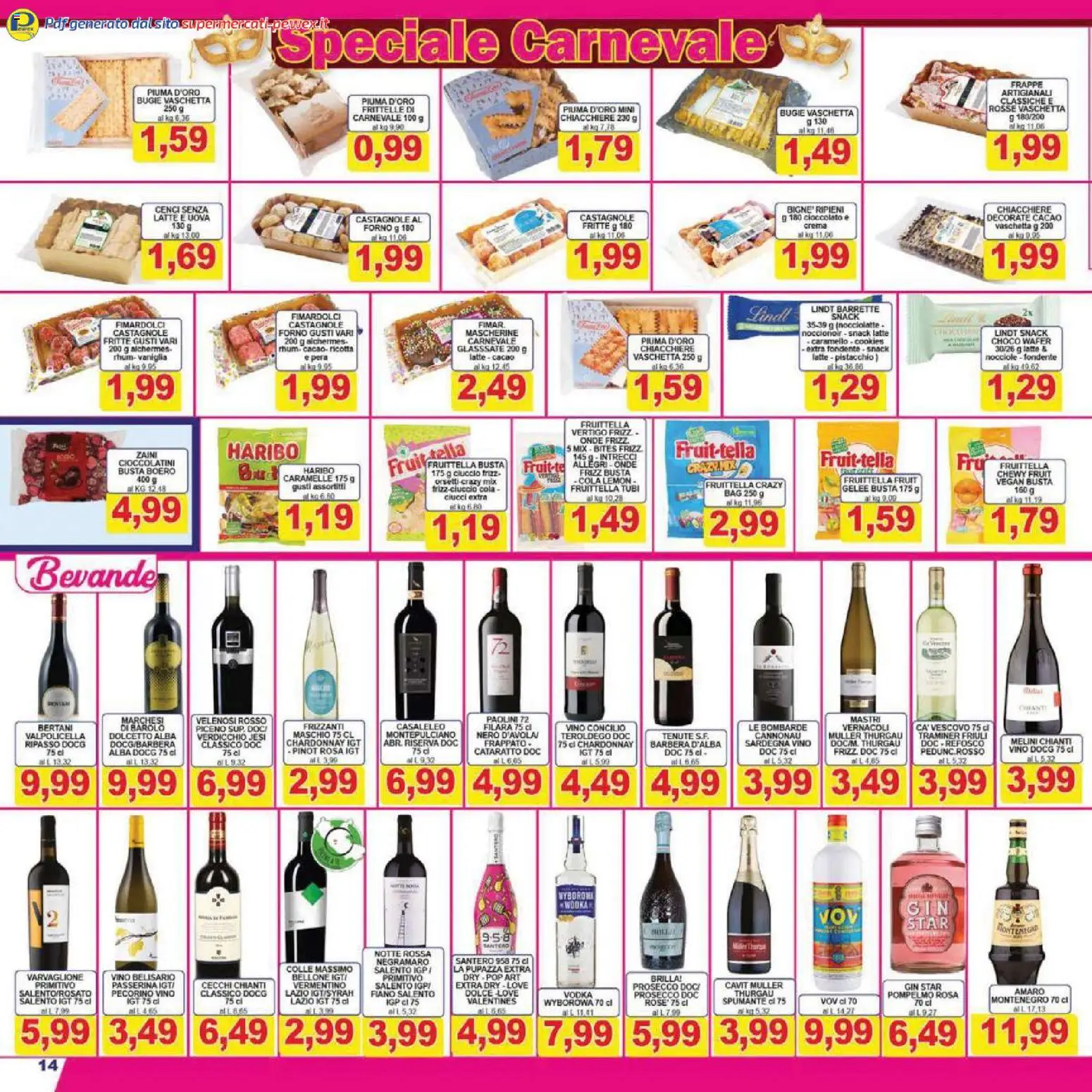 Volantino Pewex del 13.02.2026 | Pagina: 14 | Prodotti: Vodka, Prosecco, Latte, Spumante