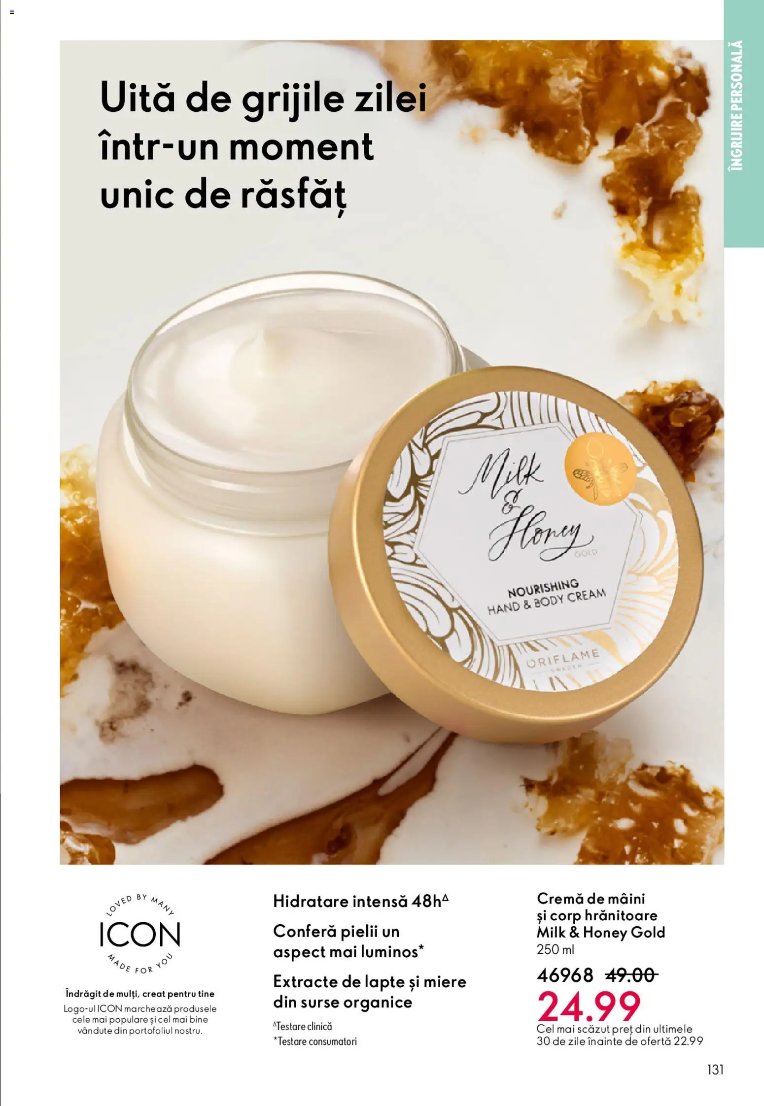 Noul catalog Oriflame – valabil de la 27.05.2026 | Pagină: 131 | Produse: Body, Lapte, Cremă, Cremă de mâini