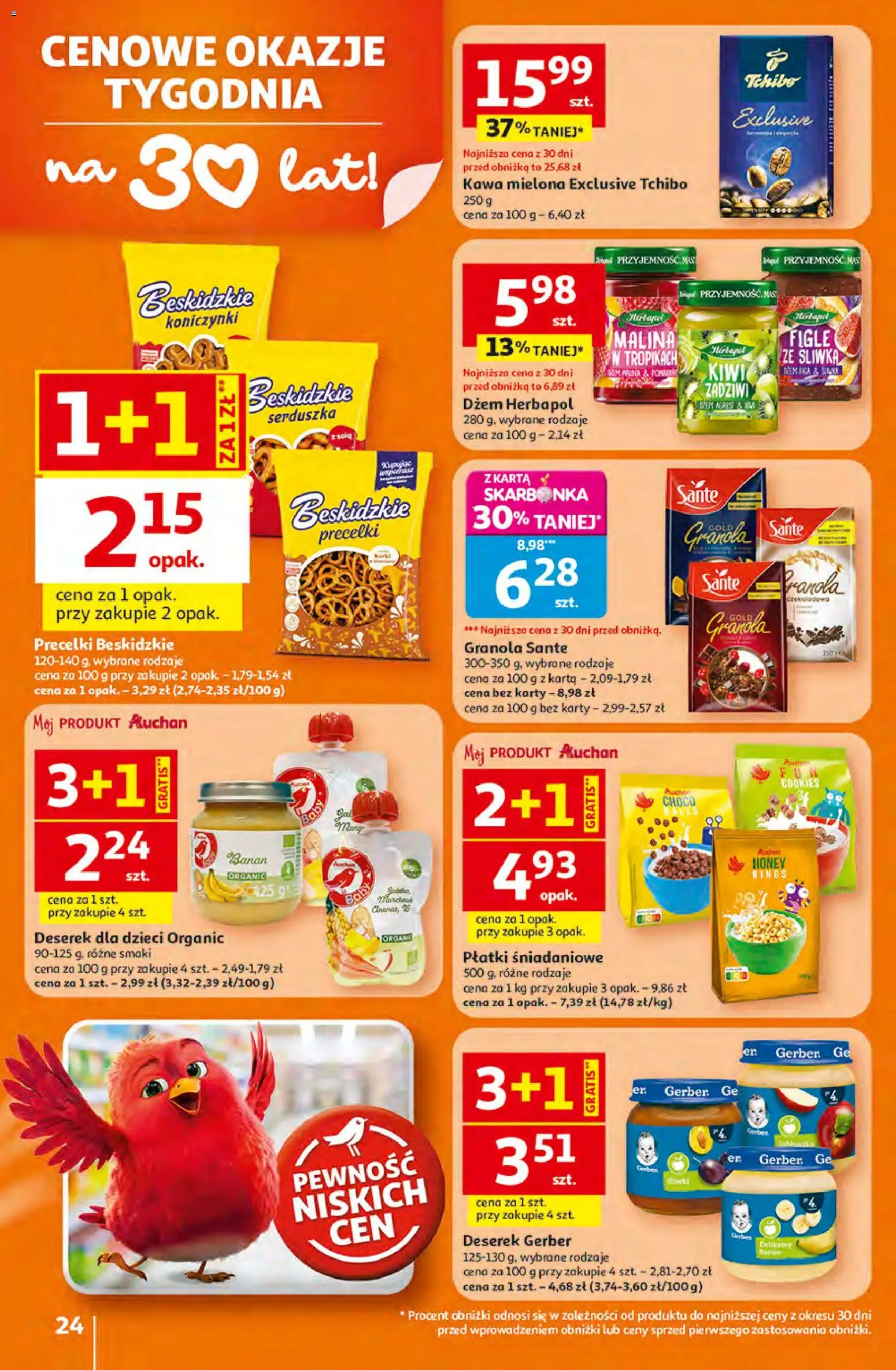 Auchan gazetka - 30 Lat Hipermarket od 16.04.2026 | Strona: 24 | Produkty: Malina, Tchibo, Kawa, Kiwi