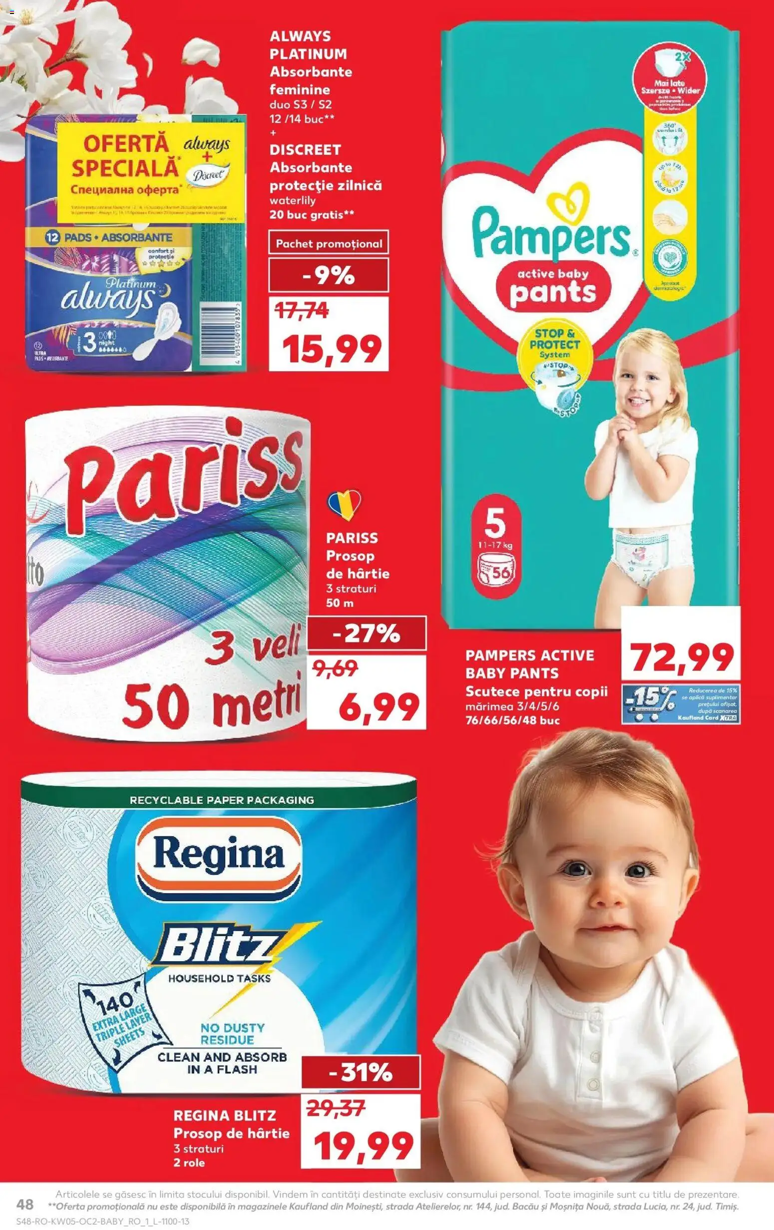Noul catalog Kaufland – valabil de la 28.01.2026 | Pagină: 48 | Produse: Pirinç gevreği, Role, Absorbante, Scutece