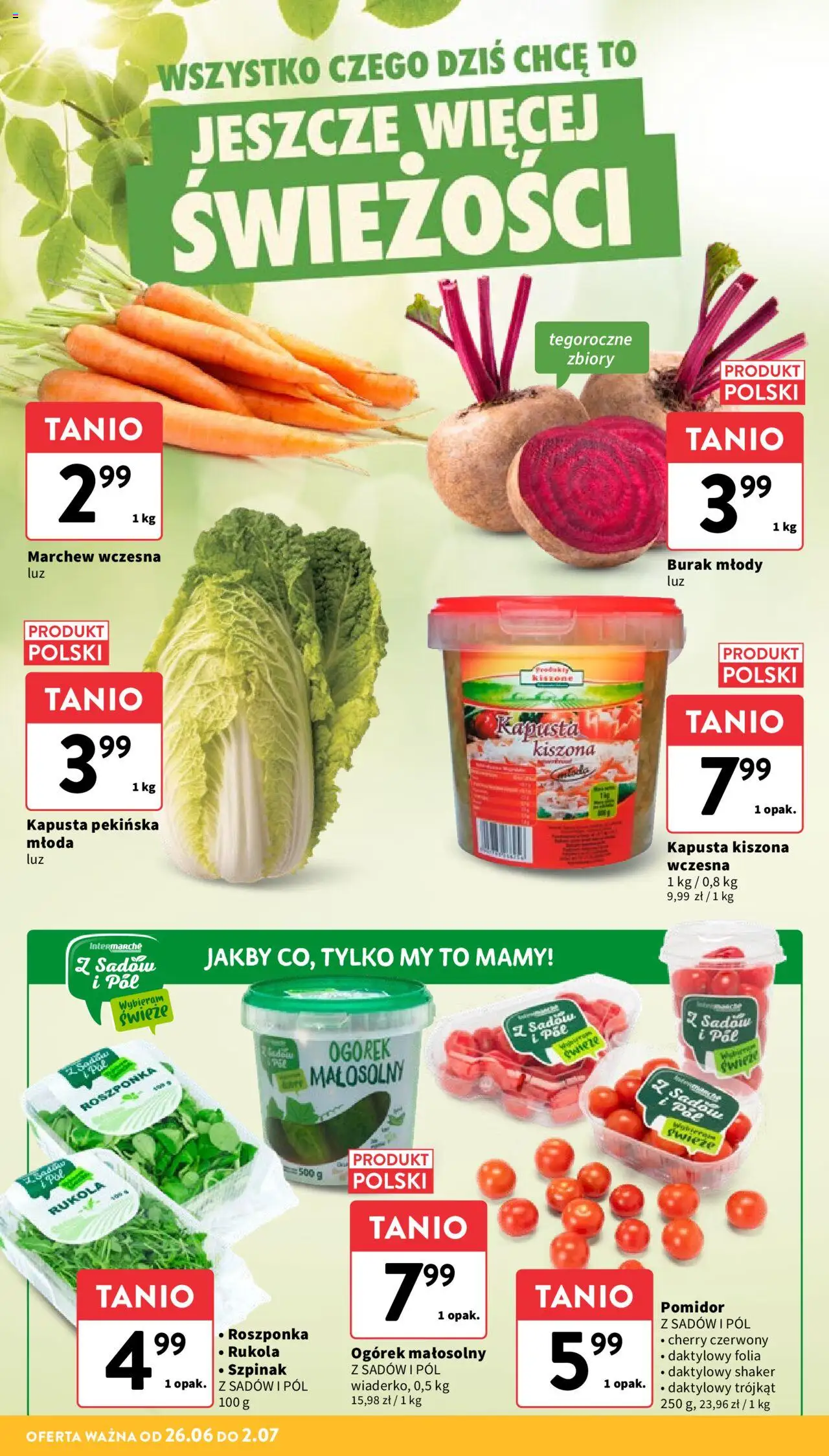 Intermarche Gazetka od 26.06.2025 | Strona: 12 | Produkty: Kapusta, Kapusta pekińska, Szpinak, Roszponka