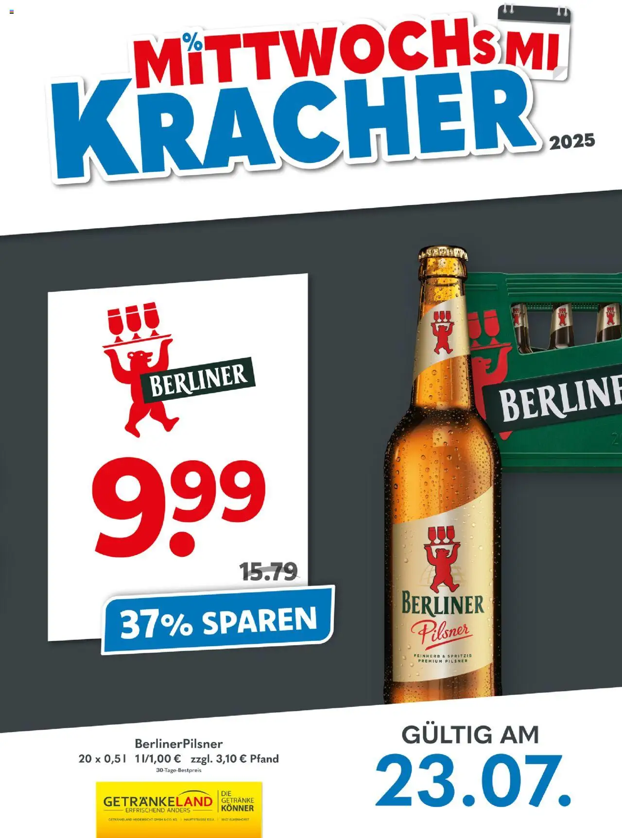 Getränkeland Mittwochs Kracher - gültig ab dem 23.07.2025 | Seite: 1 | Produkte: Berliner, Berliner pilsner