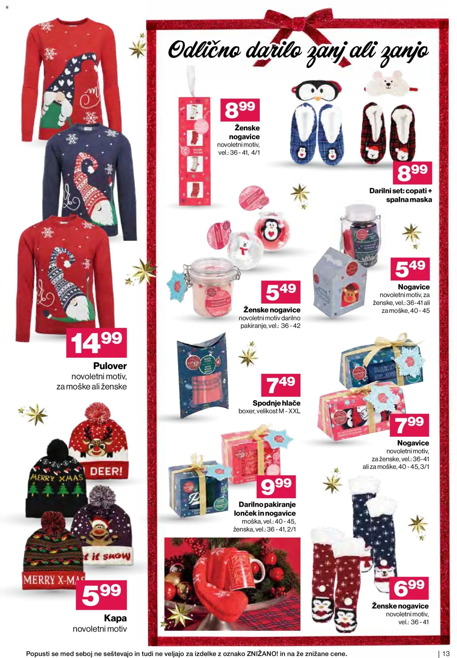Novi Mercator katalog ponudbe – veljaven od 19.11.2025 | Stran: 13 | Izdelki: Maska, Hlace, Nogavice, Copati