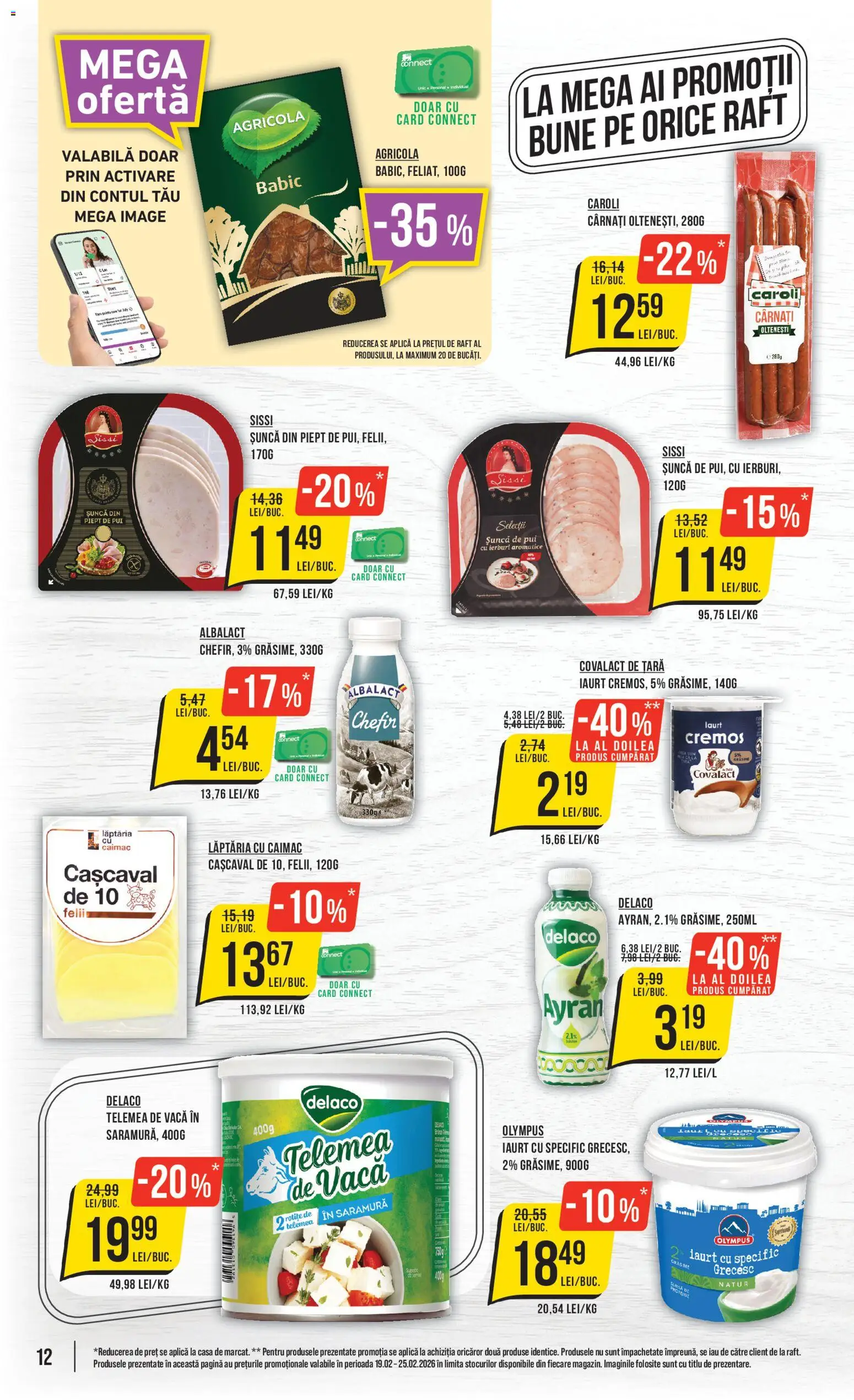 Noul catalog Mega Image – valabil de la 19.02.2026 | Pagină: 12 | Produse: Masaüstü kılıfı, Tırnak makası, Șuncă, Cârnați