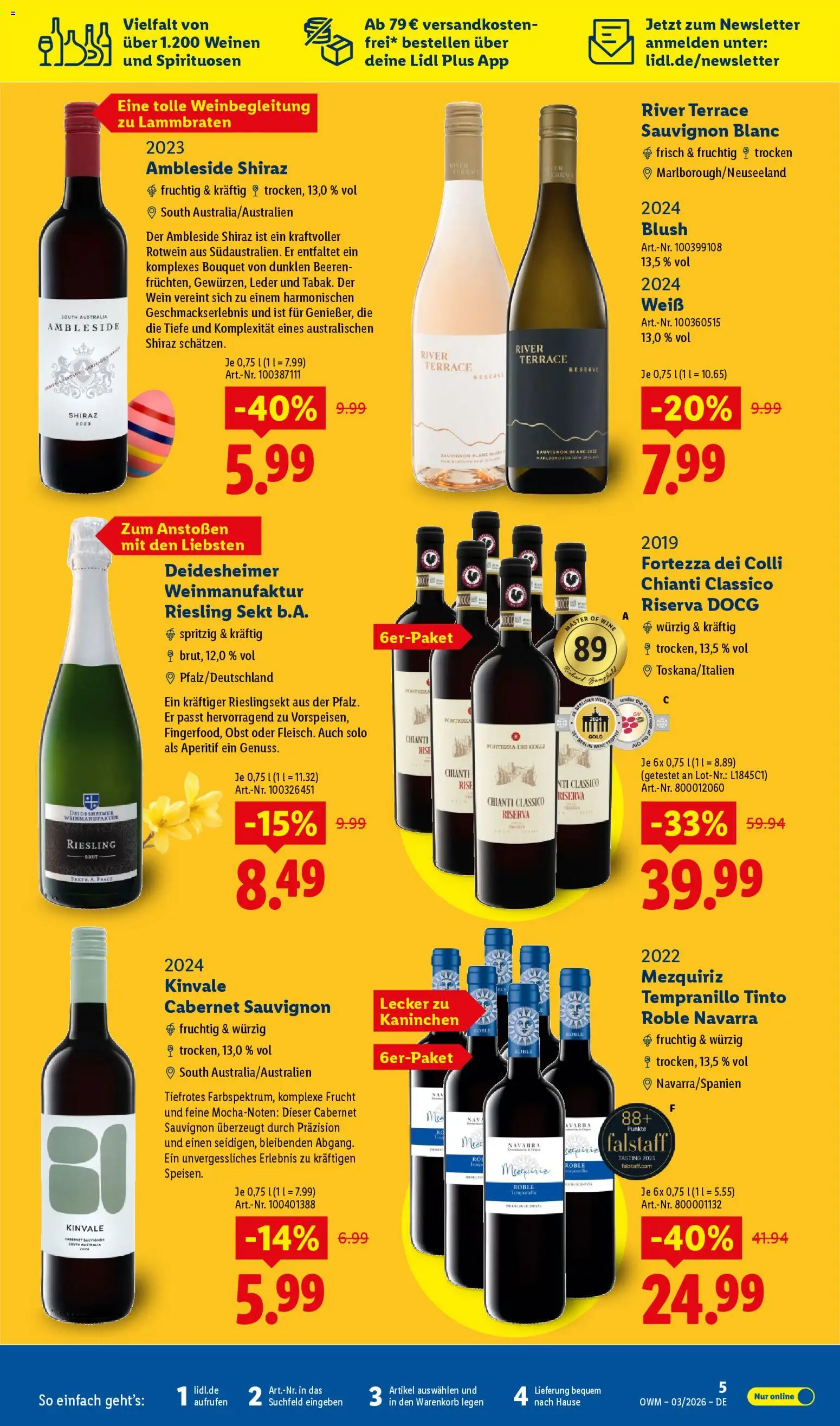 Lidl - Prospekt – gültig ab 01.03.2026 | Seite: 5 | Produkte: Kaninchen, Sekt, Obst, Blush