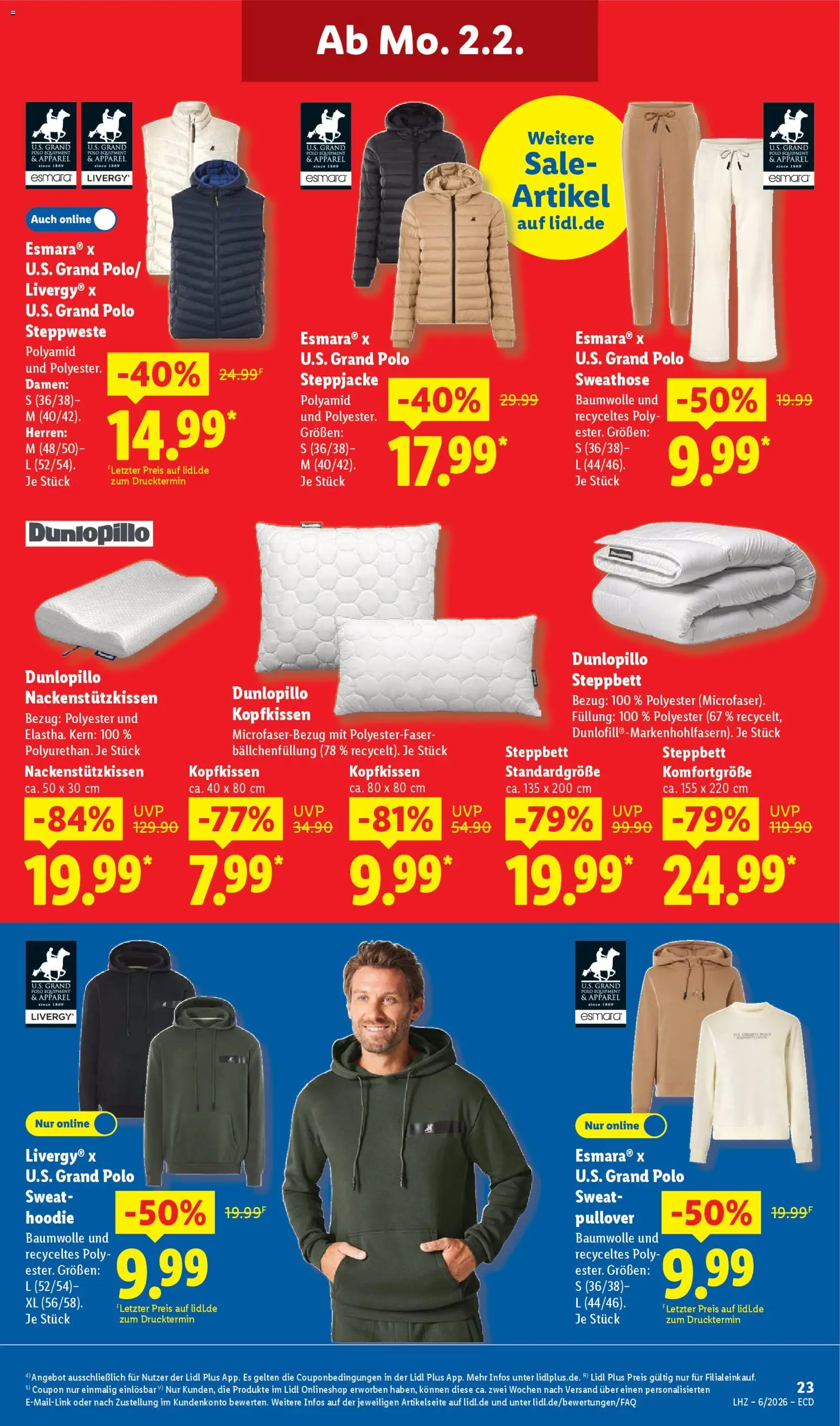 Lidl - Prospekt – gültig ab 02.02.2026 | Seite: 33 | Produkte: Steppweste, Hoodie, Kopfkissen, Pullover