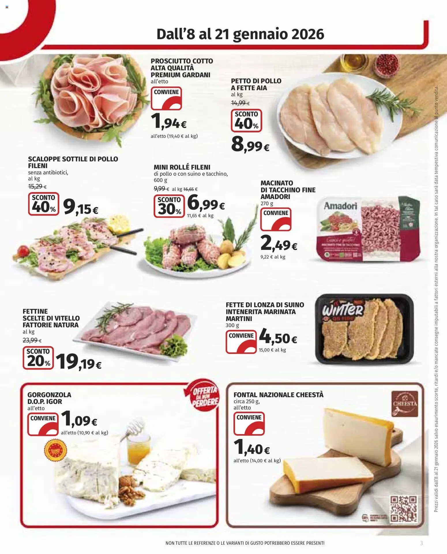 Volantino COOP del 08.01.2026 | Pagina: 3 | Prodotti: Pollo, Tacchino, Gorgonzola, Macinato