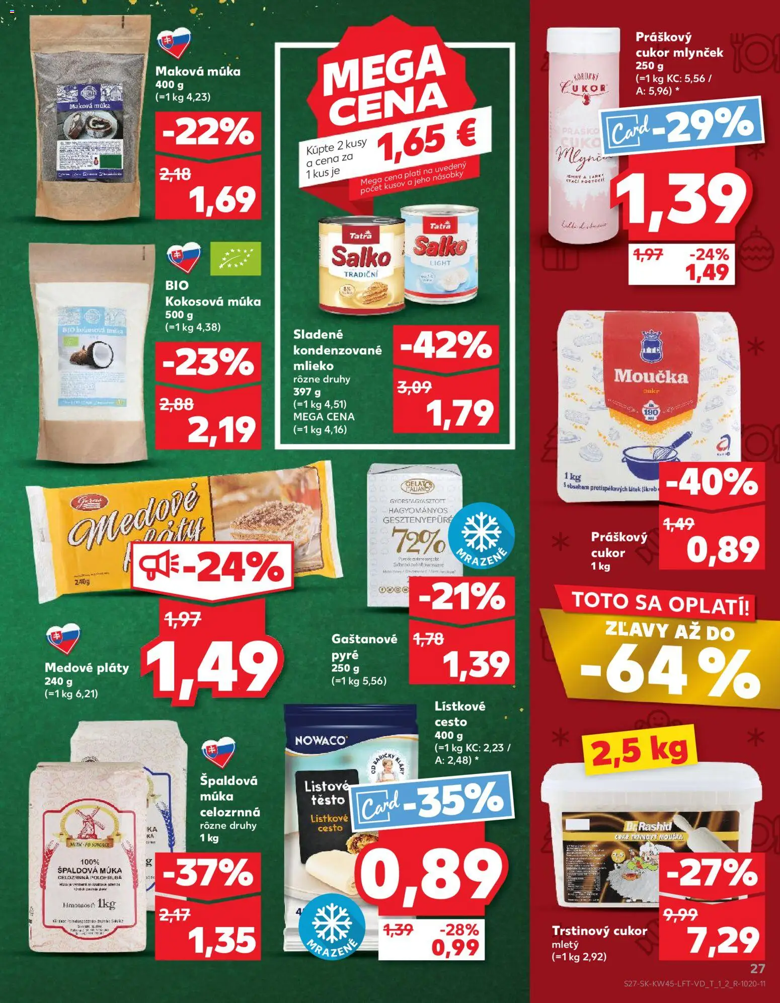 Nové Kaufland akcie – leták je platný od 06.11.2025 | Strana: 27 | Produkty: Mlieko, Špaldová múka, Salko, Cukor