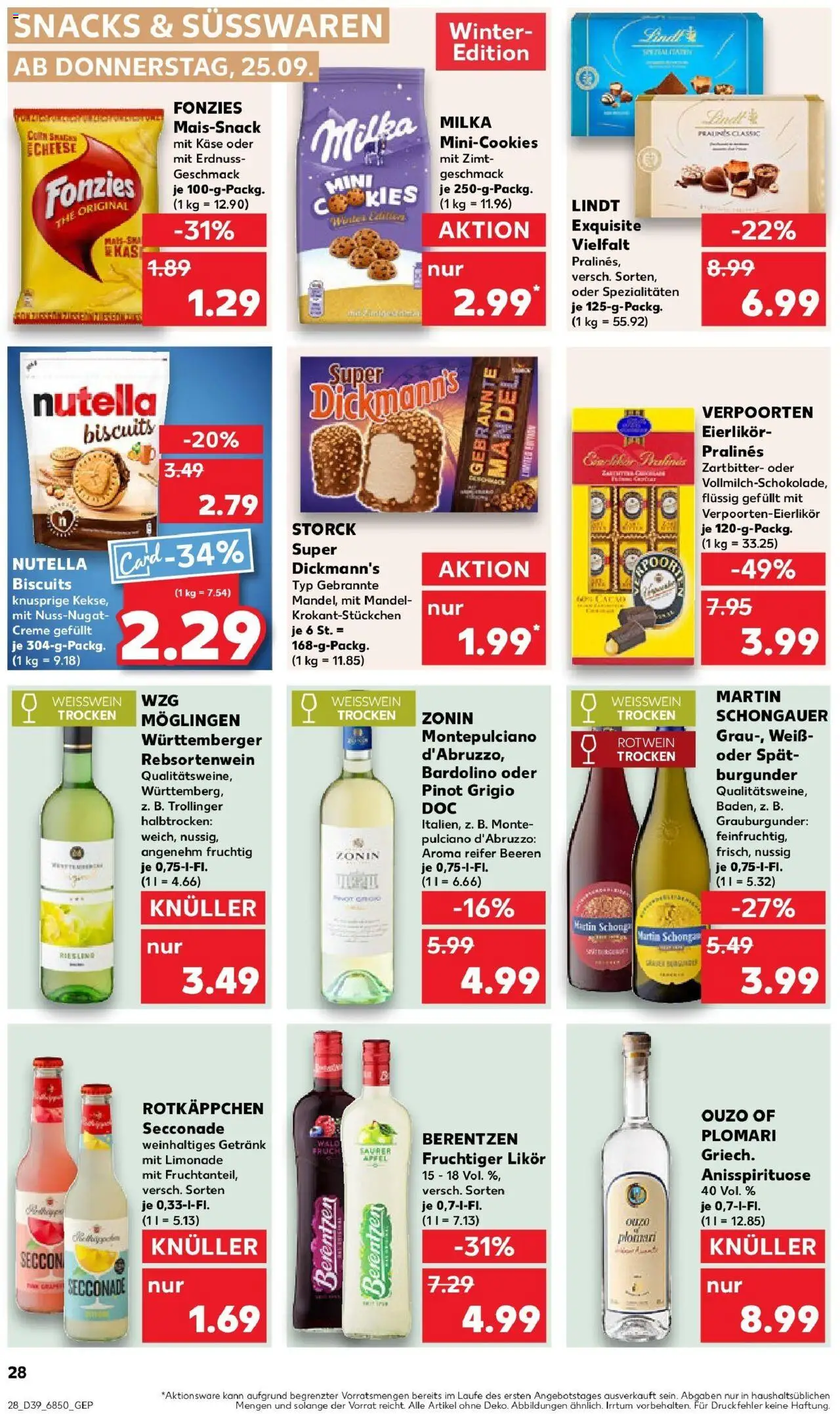 Kaufland prospekt Eggenfelden	 – gültig ab 25.09.2025 | Seite: 28 | Produkte: Limonade, Creme, Nutella, Lindt