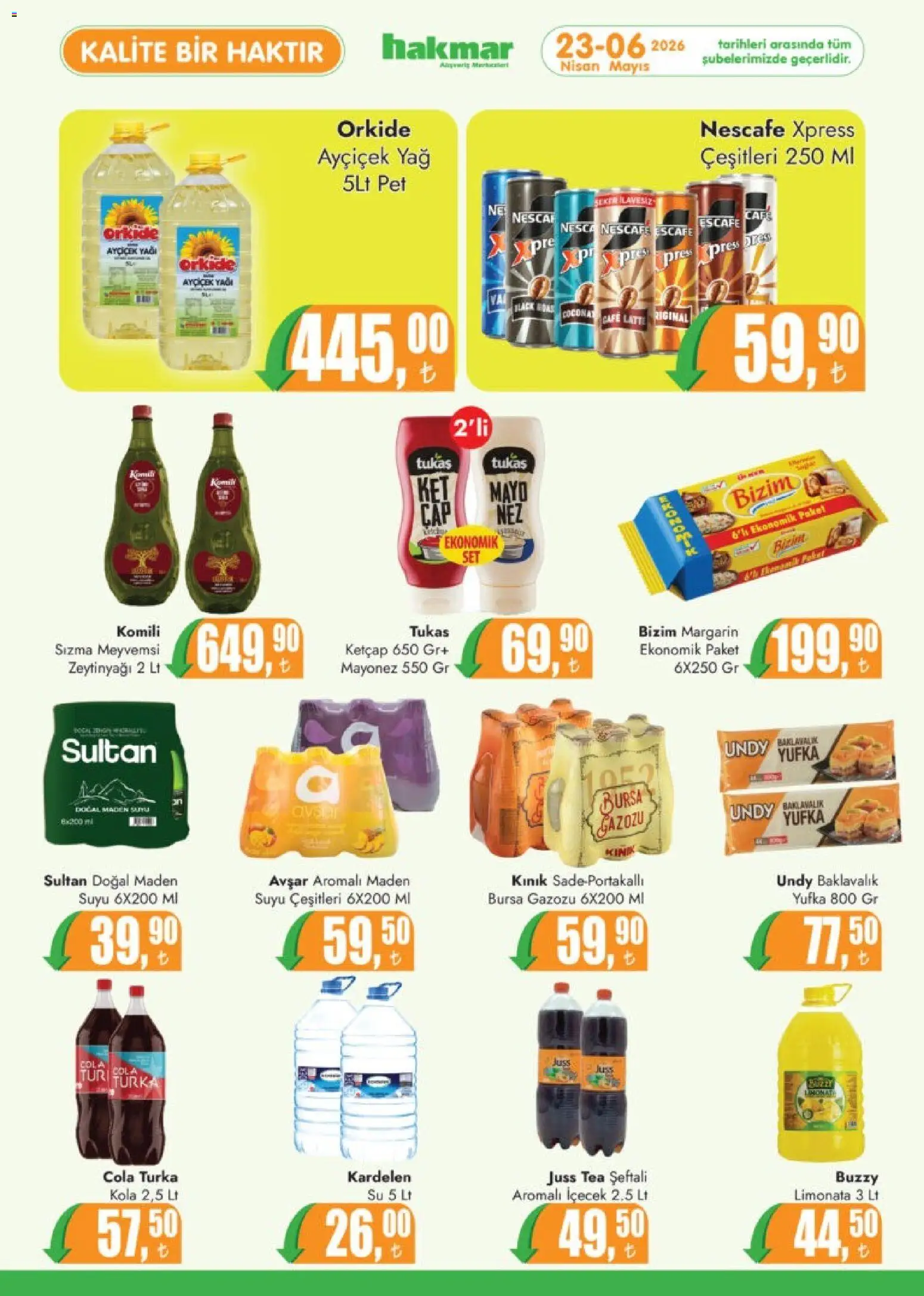 Hakmar Katalog - 23.04.2026 tarihinden itibaren geçerlidir | Sayfa: 5 | Ürünler: Yağ, Su, Mayonez, Şeftali