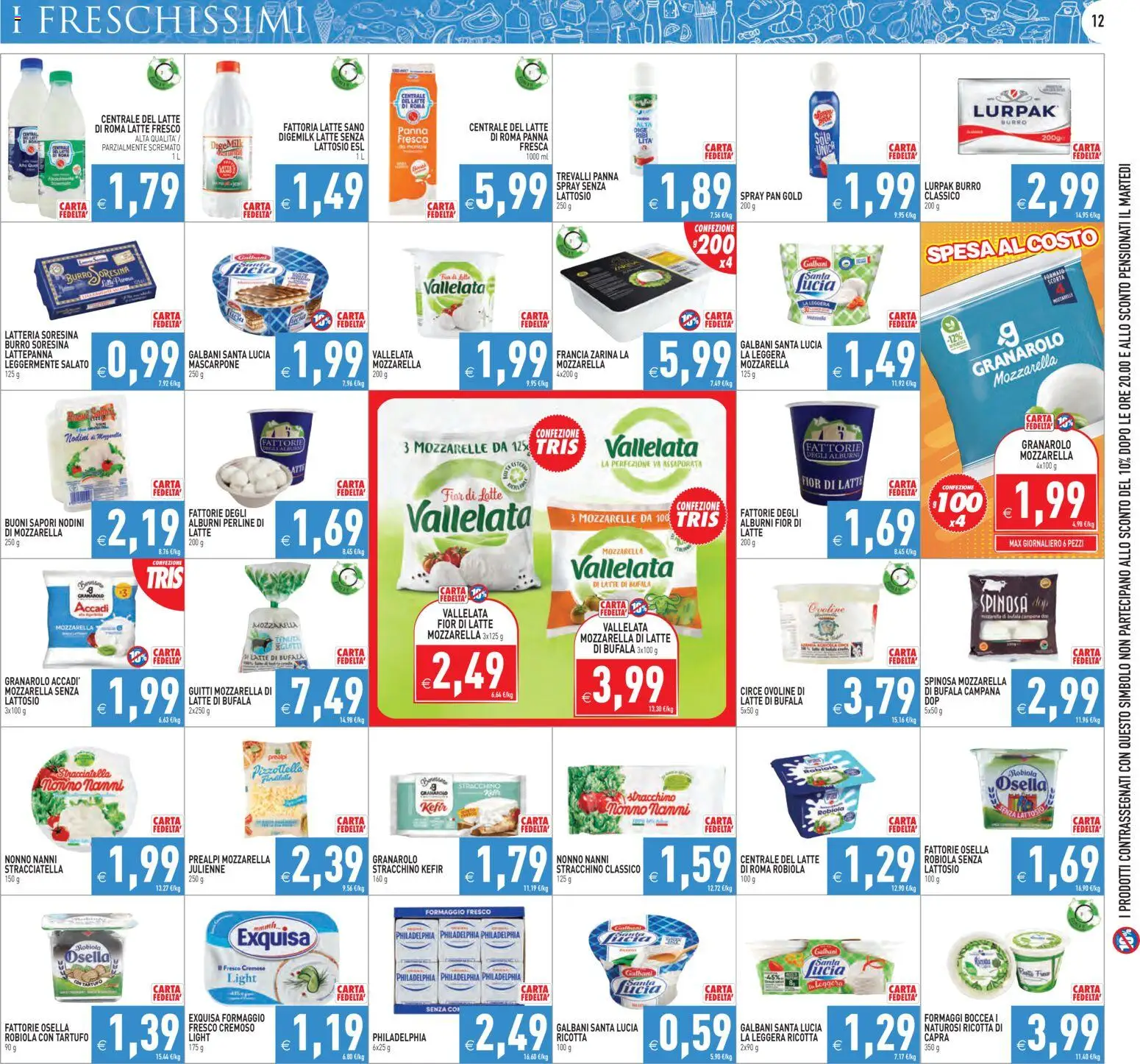 Volantino PIM Supermercati del 17.04.2026 | Pagina: 12 | Prodotti: Mozzarella, Formaggio, Mascarpone, Robiola