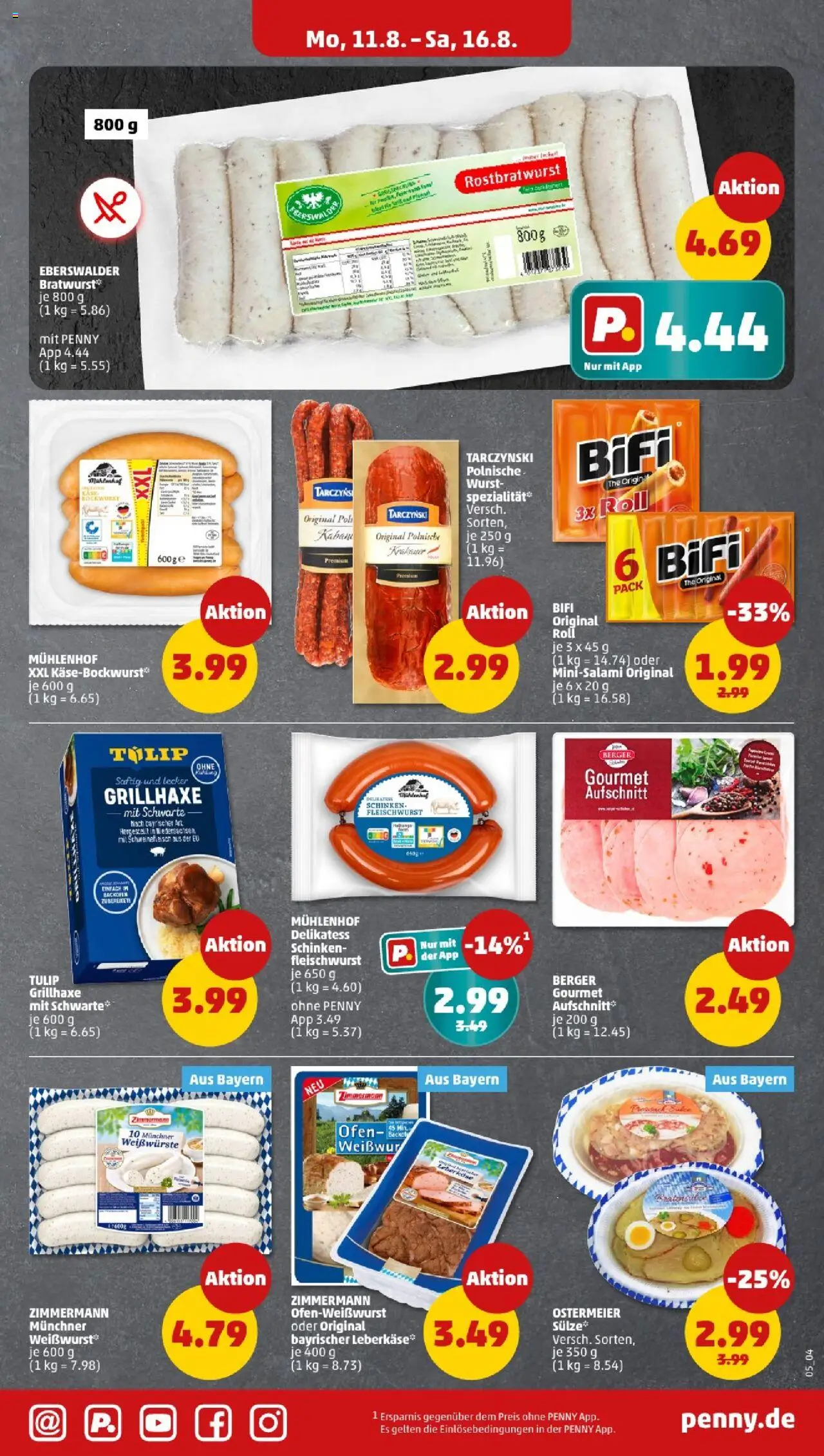 Penny - Bayern - gültig ab dem 11.08.2025 | Seite: 5 | Produkte: Bockwurst, Wurst, Schweinefleisch, Leberkase