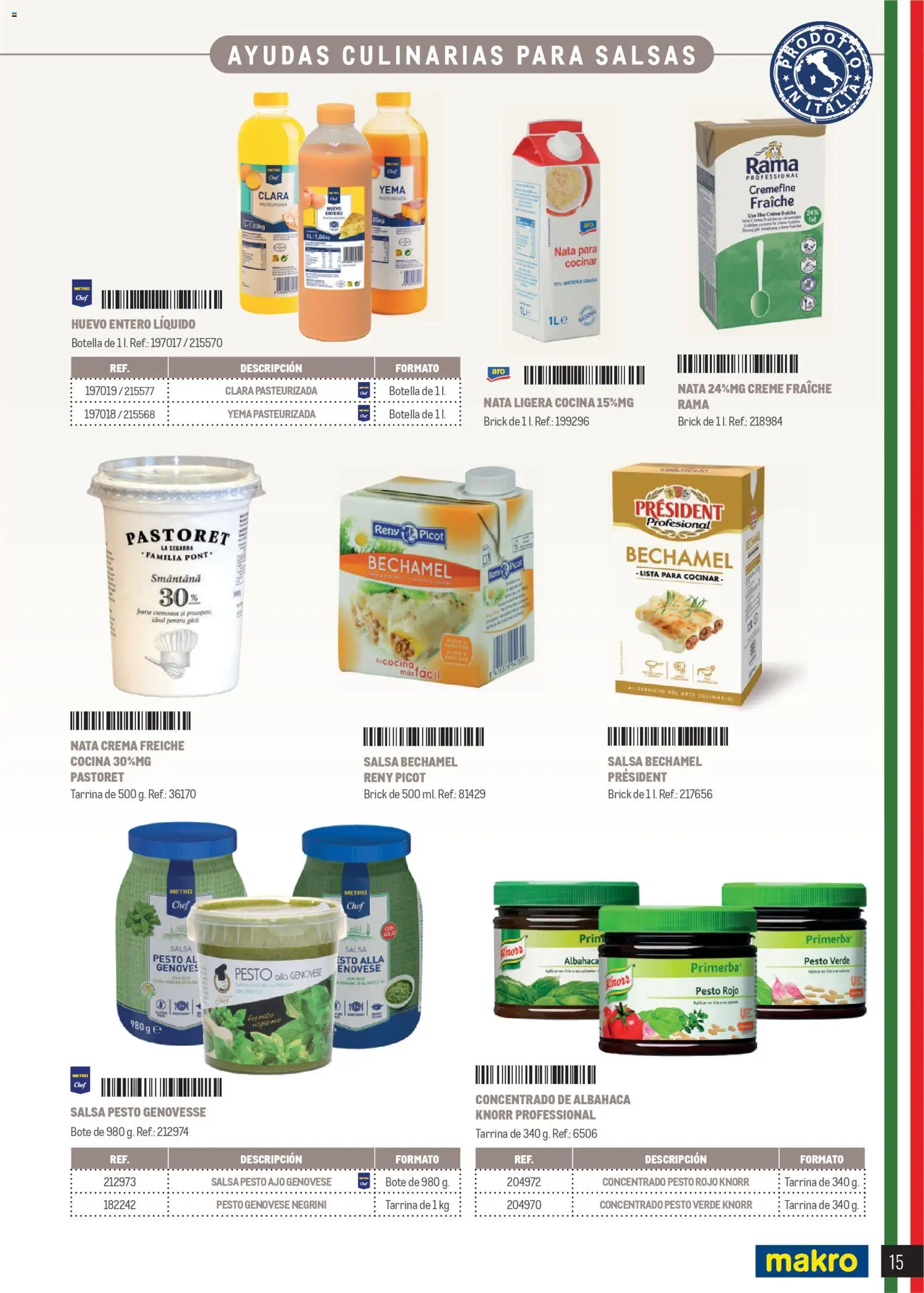 Makro Restaurantes italianos Península │ válido desde el 27.03.2026 | Página: 15 | Productos: Πιατοθήκη, Crema, Cocina