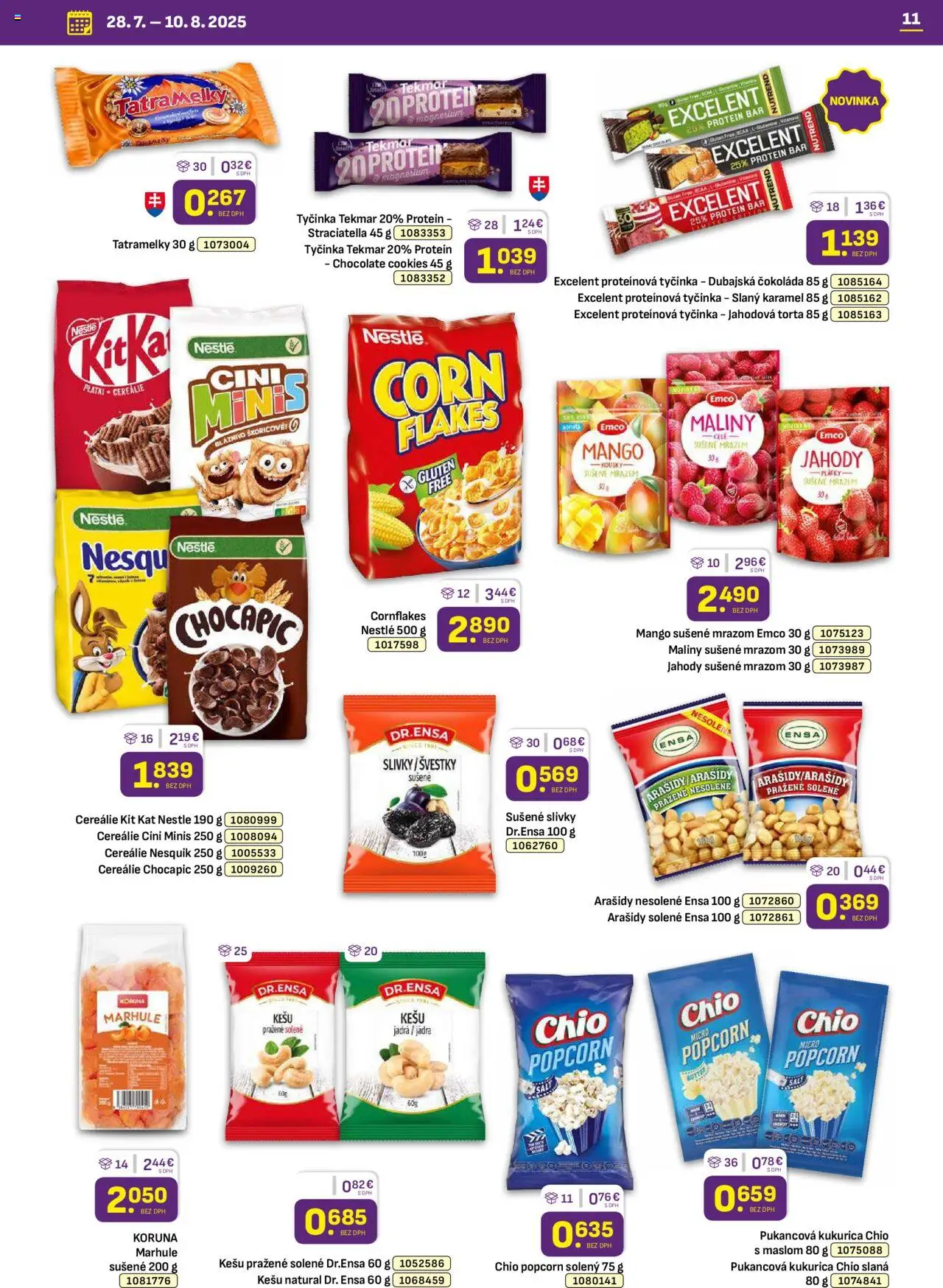 Libex leták │ platný od 28.07.2025 | Strana: 11 | Produkty: Protein, Torta, Cereálie, Arašidy
