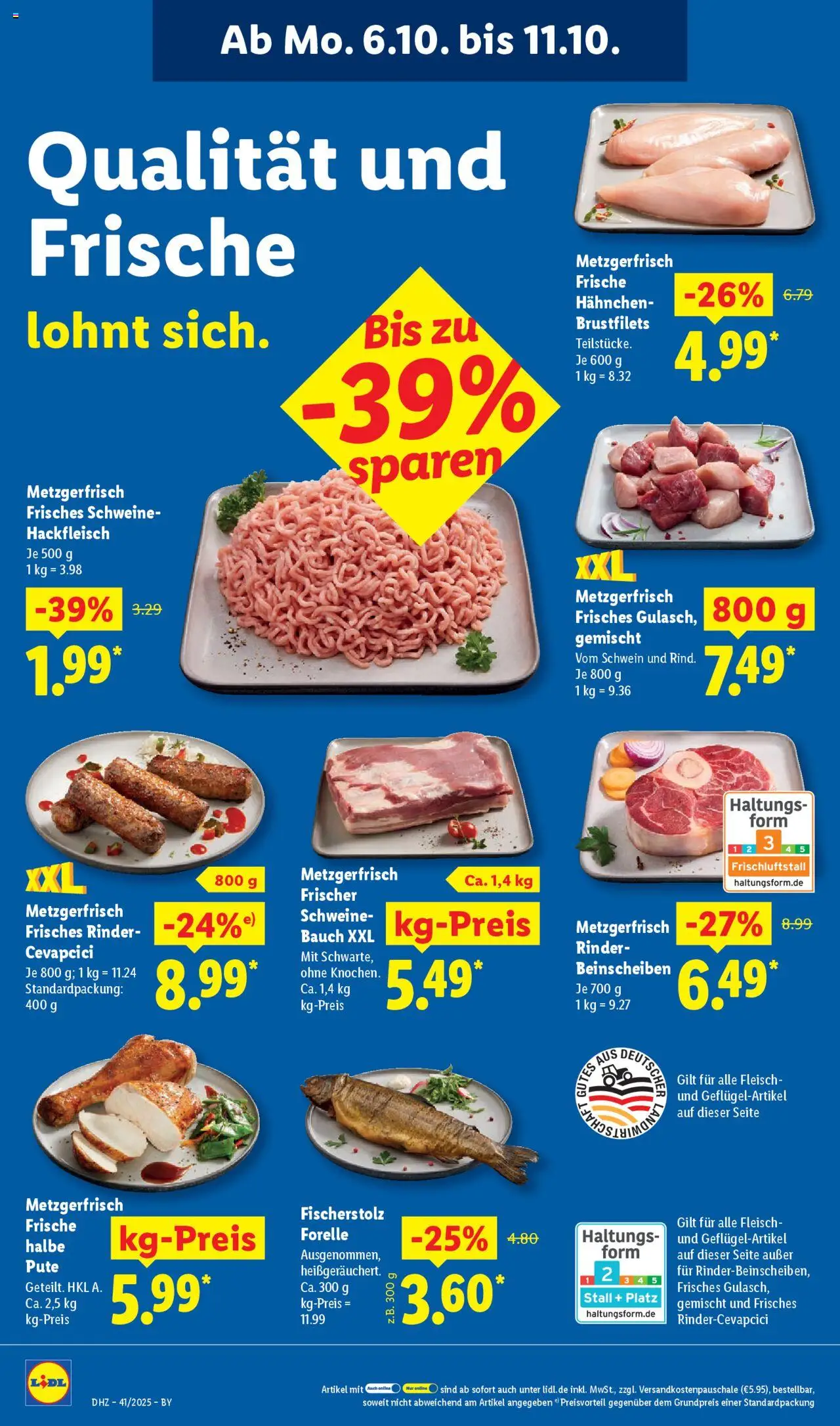 Lidl Prospekt Uffenheim – gültig ab 06.10.2025 | Seite: 12 | Produkte: Pute, Hahnchen, Fleisch, Hackfleisch