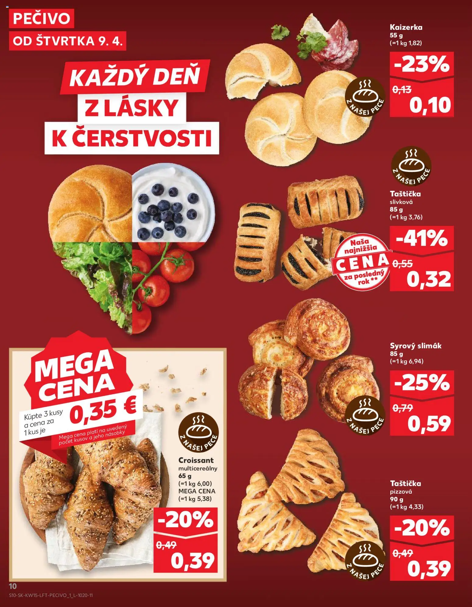 Kaufland SK akciós ujság - amely érvényes a következő dátumtól: 09.04.2026 | Oldal: 10 | Termékek: Croissant