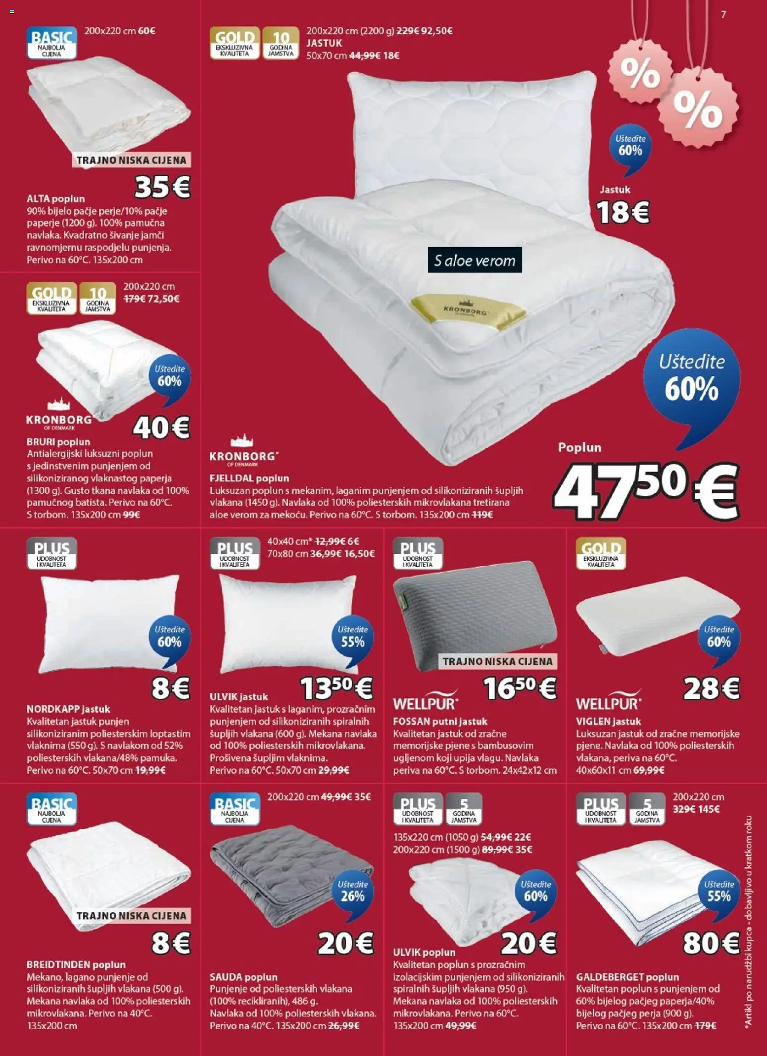 JYSK katalog | vrijedi od 07.01.2026 | Stranica: 7 | Proizvodi: Jastuk, Poplun