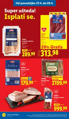 PIKOK Pečena šunka, Narezana, 150 g - pregled Lidl kataloga - važi od 23.04.2026 | Strana: 96