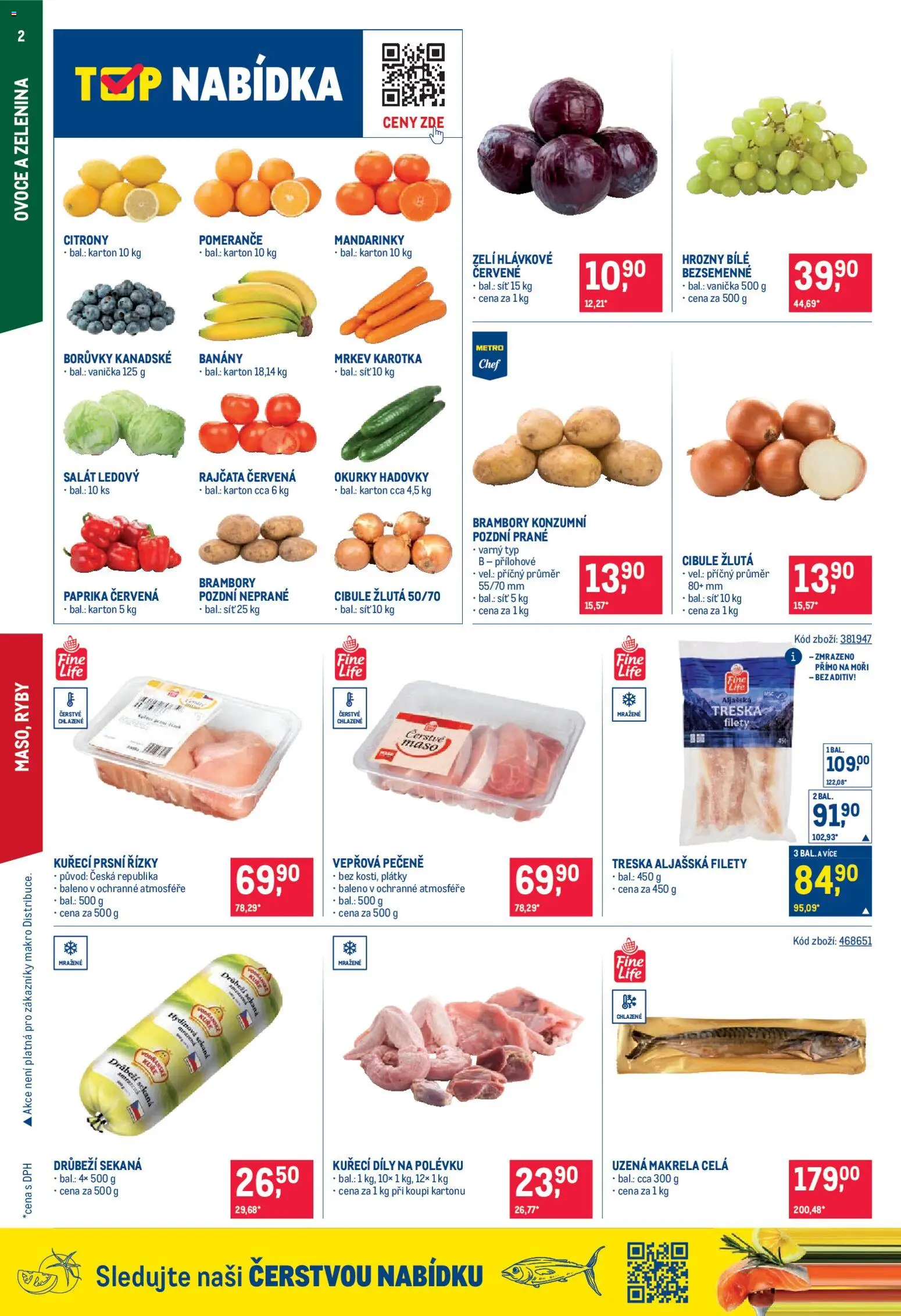 Makro leták - Maloobchod od 25.02.2026 | Strana: 2 | Produkty: Ovoce a zelenina, Salát, Kuřecí prsní řízky, Hrozny
