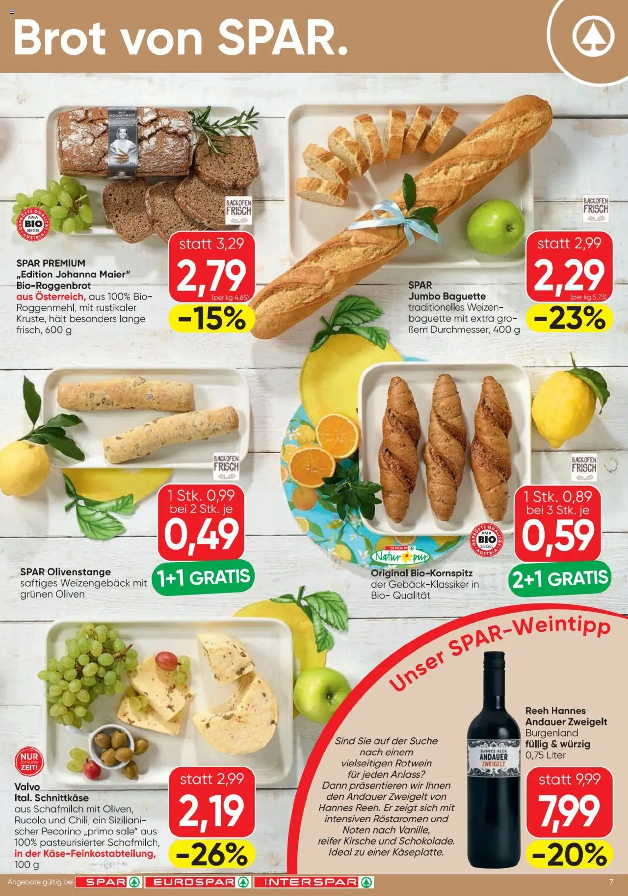 Spar Flugblatt gültig ab 31.07.2025 | Seite: 7 | Produkte: Jääkaappipakastin, Szeder, Brot