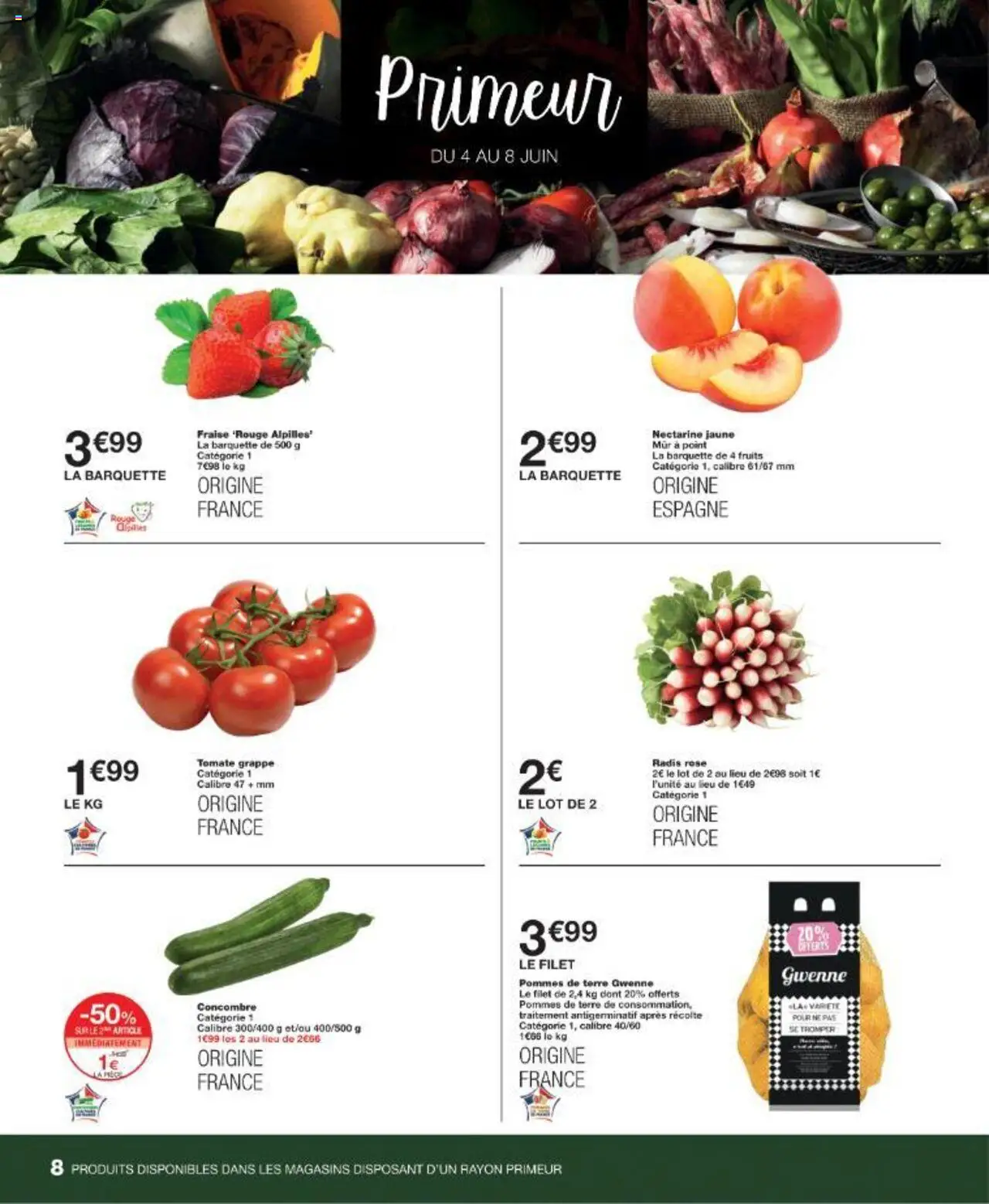  | Page: 8 | Produits: Tomate grappe, Fraise, Nectarine, Pommes
