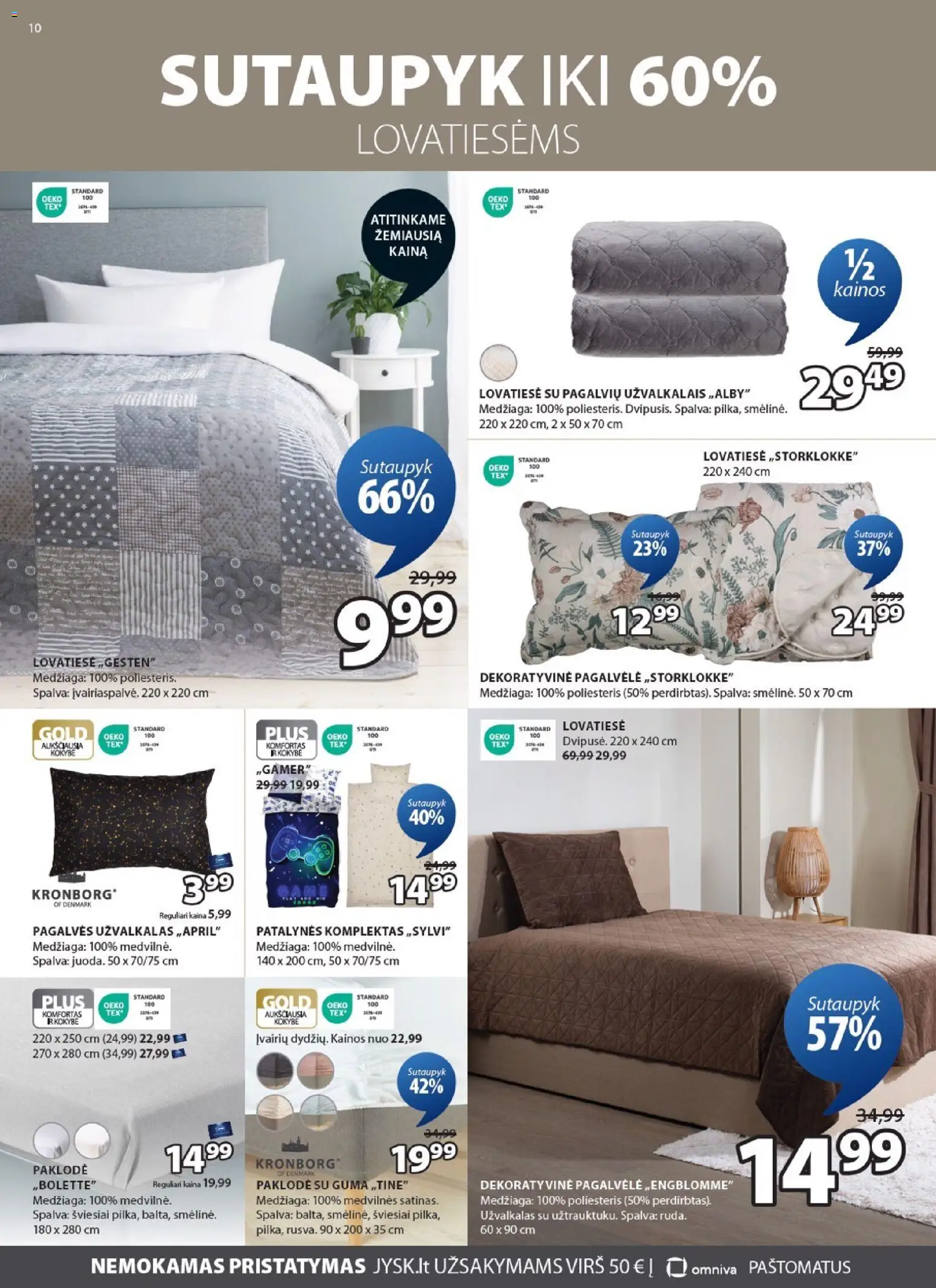 JYSK akcijos nuo 17.02.2026 | Puslapis: 10 | Prekių: Pagalvėlė, Lovatiesė, Patalynės komplektas, Užvalkalas