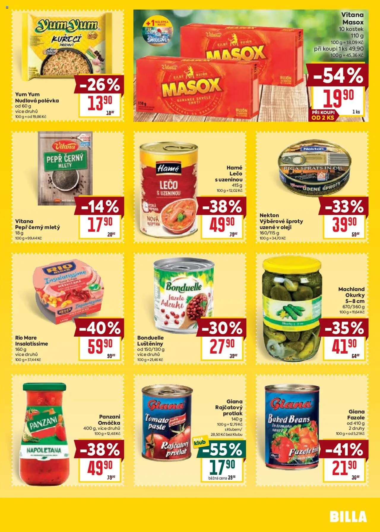 Billa Velký leták od 22.10.2025 | Strana: 29 | Produkty: Yum Yum, Okurky, Masox, Fazole