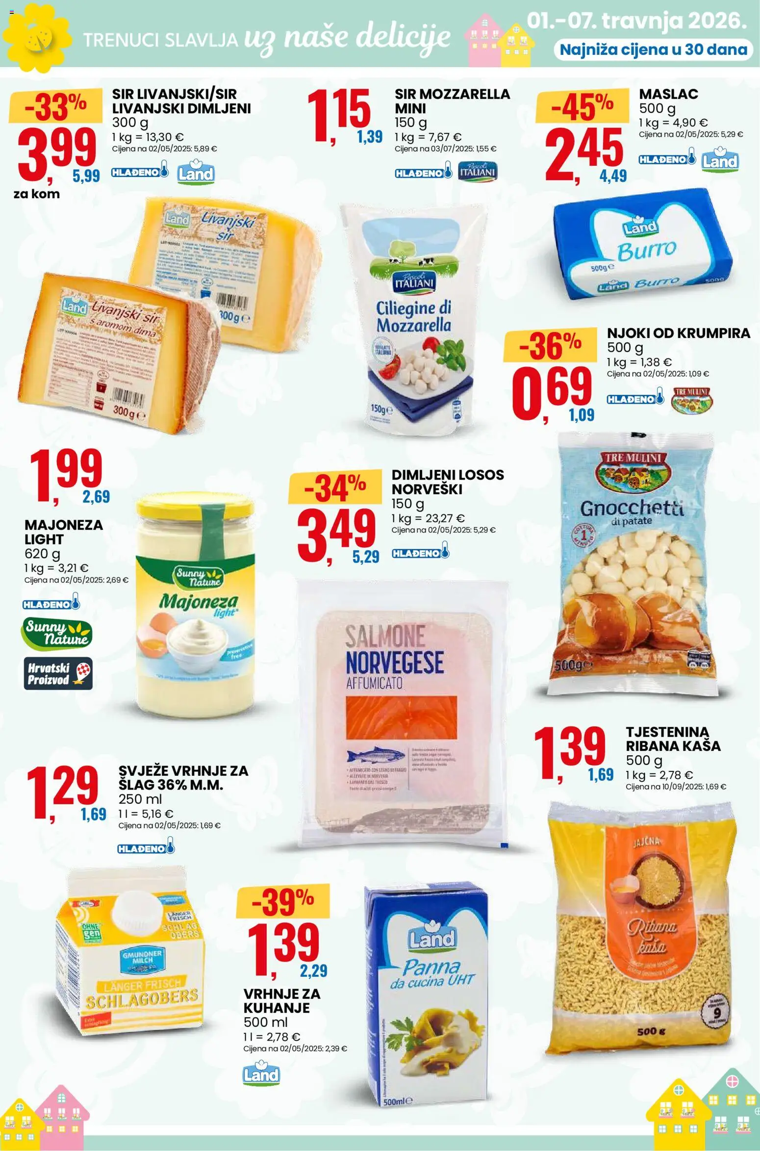 Eurospin katalog | vrijedi od 01.04.2026 | Stranica: 6 | Proizvodi: Maslac, Tjestenina, Majoneza, Šlag