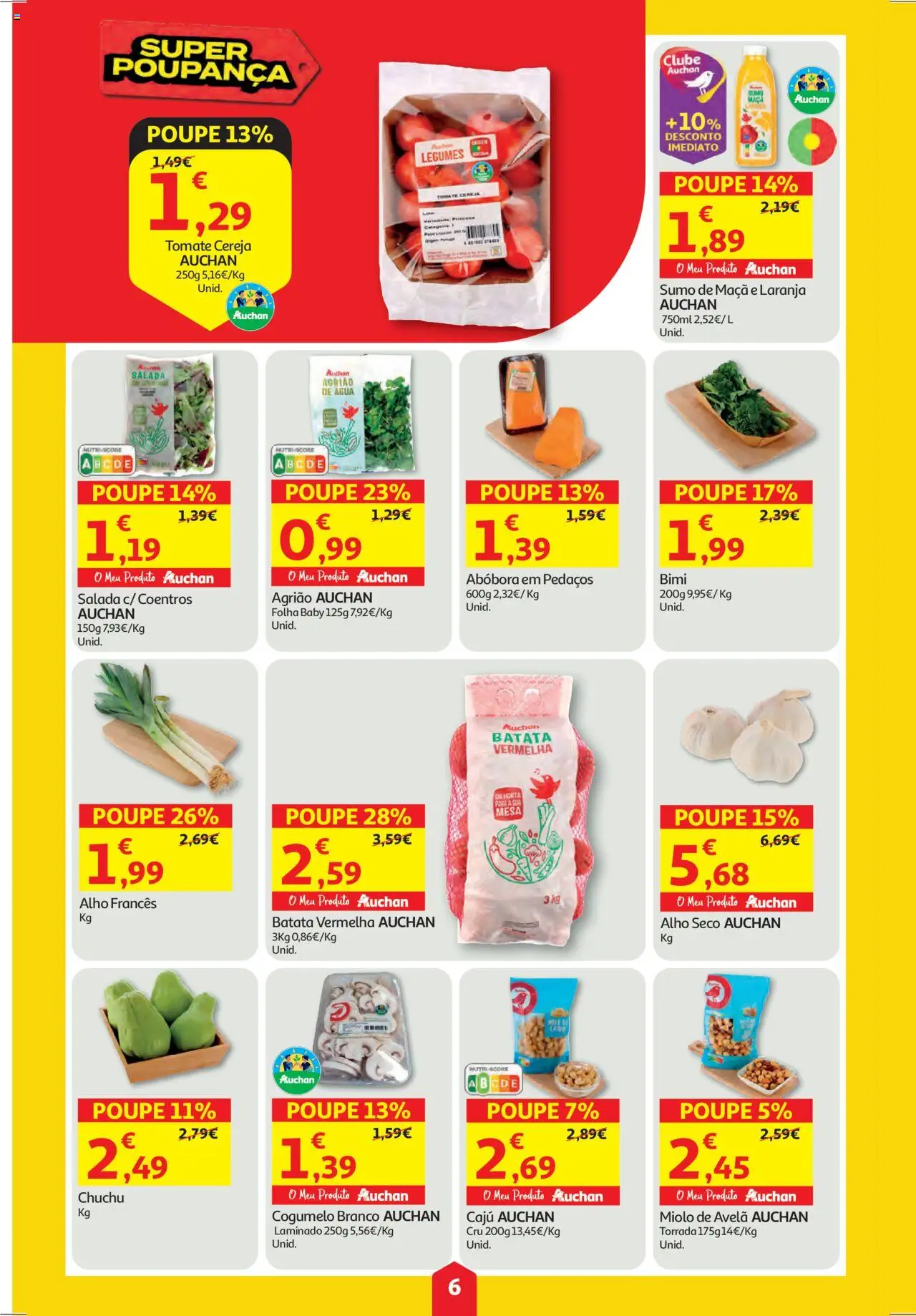 Auchan folheto │ válido de 11.09.2025 | Página: 6 | Produtos: Maça, Chuchu, Tomate, Agrião