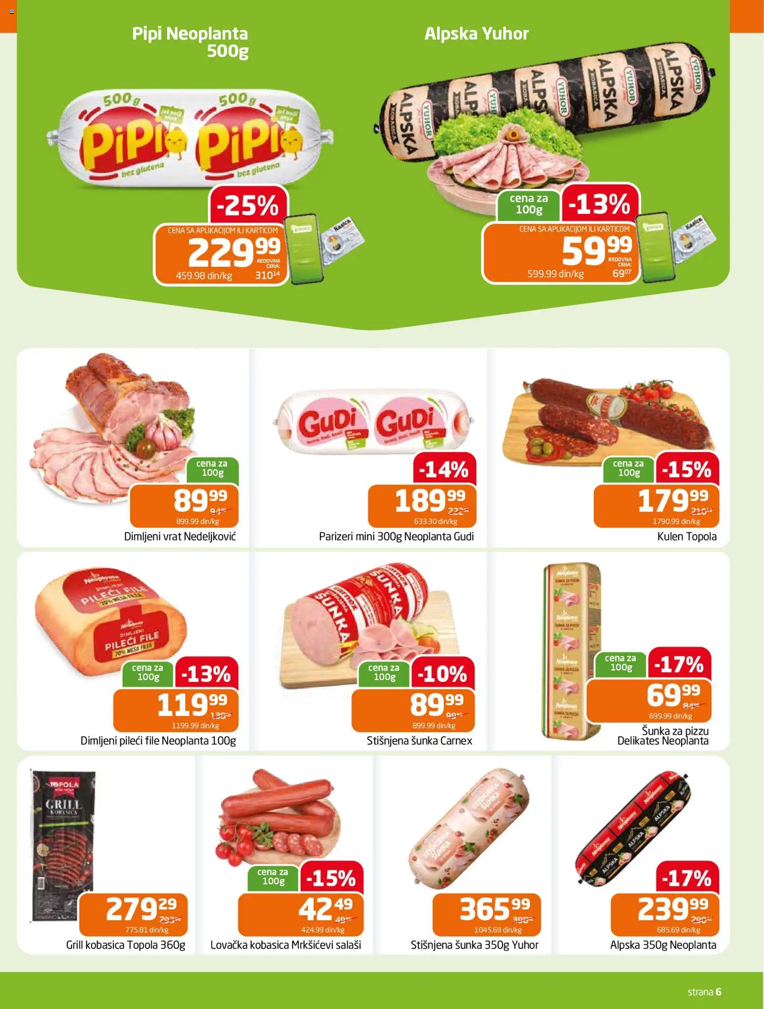 Gomex katalog - važi od 04.03.2026 | Strana: 6 | Proizvode: Kulen, Šunka, Kobasica, Dimljeni vrat