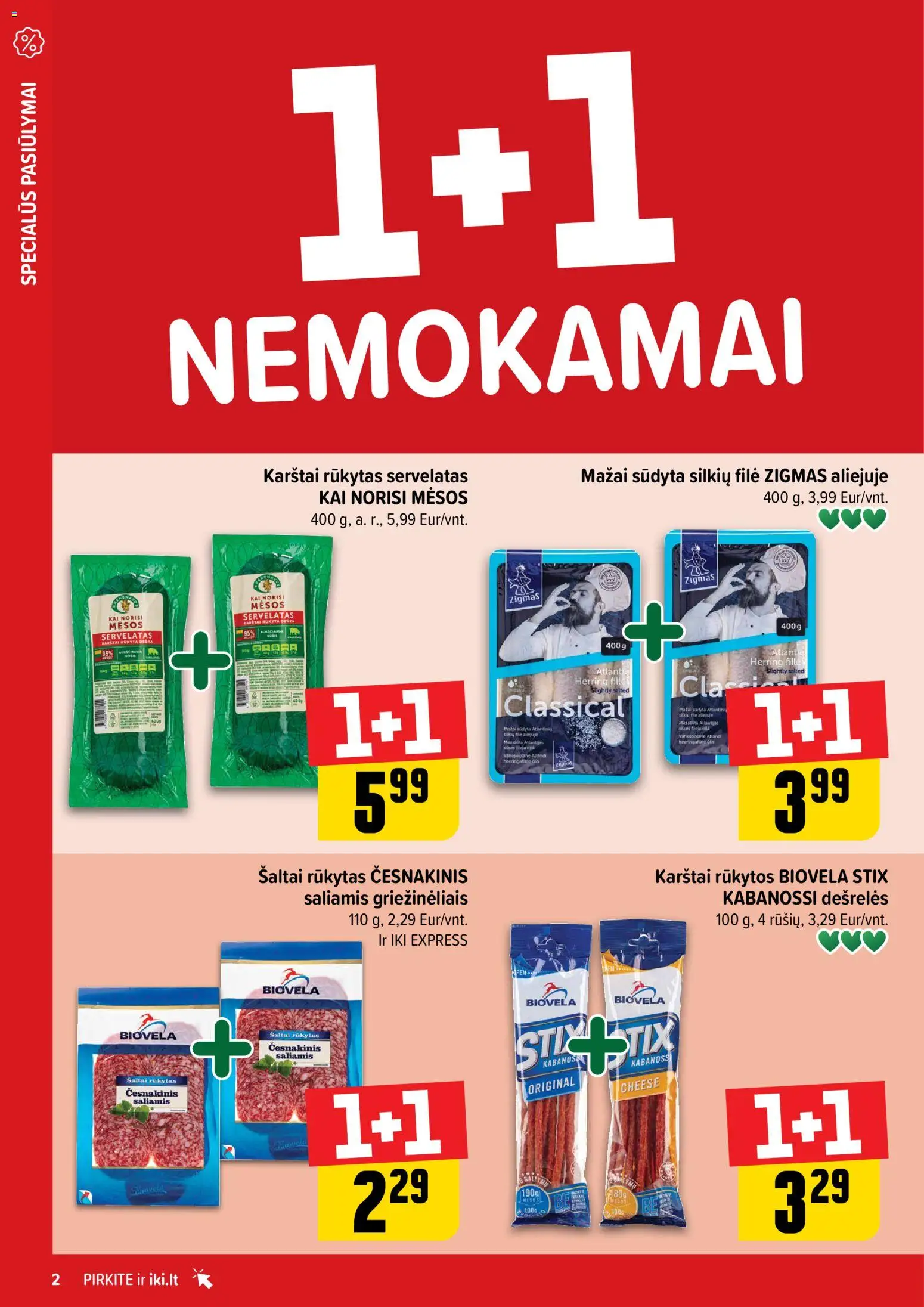 IKI akcijos nuo 09.03.2026 | Puslapis: 2 | Prekių: Dešrelės, Saliamis, Dešra