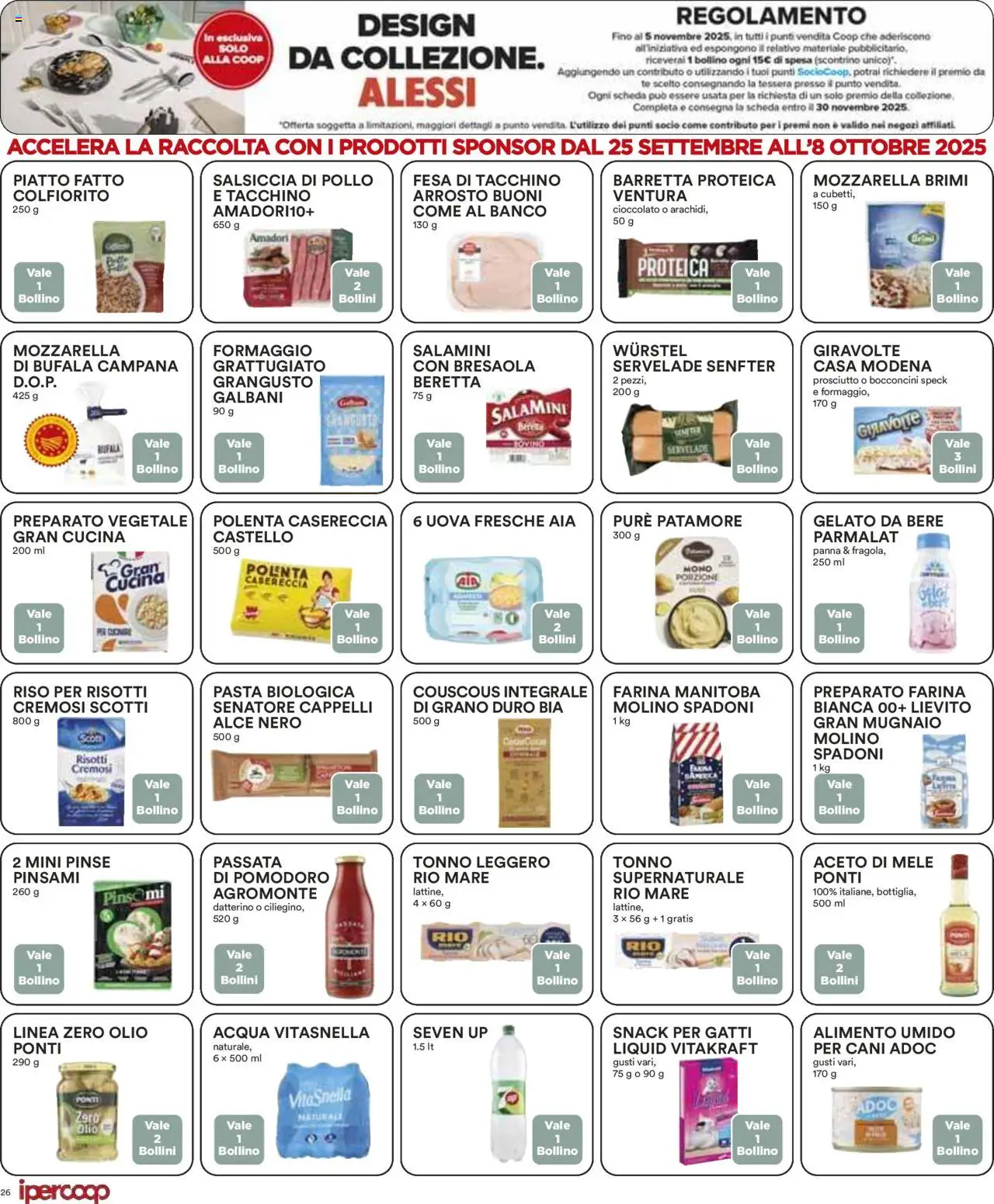 Volantino Ipercoop del 25.09.2025 | Pagina: 26 | Prodotti: Gelato, Tacchino, Prosciutto, Aceto