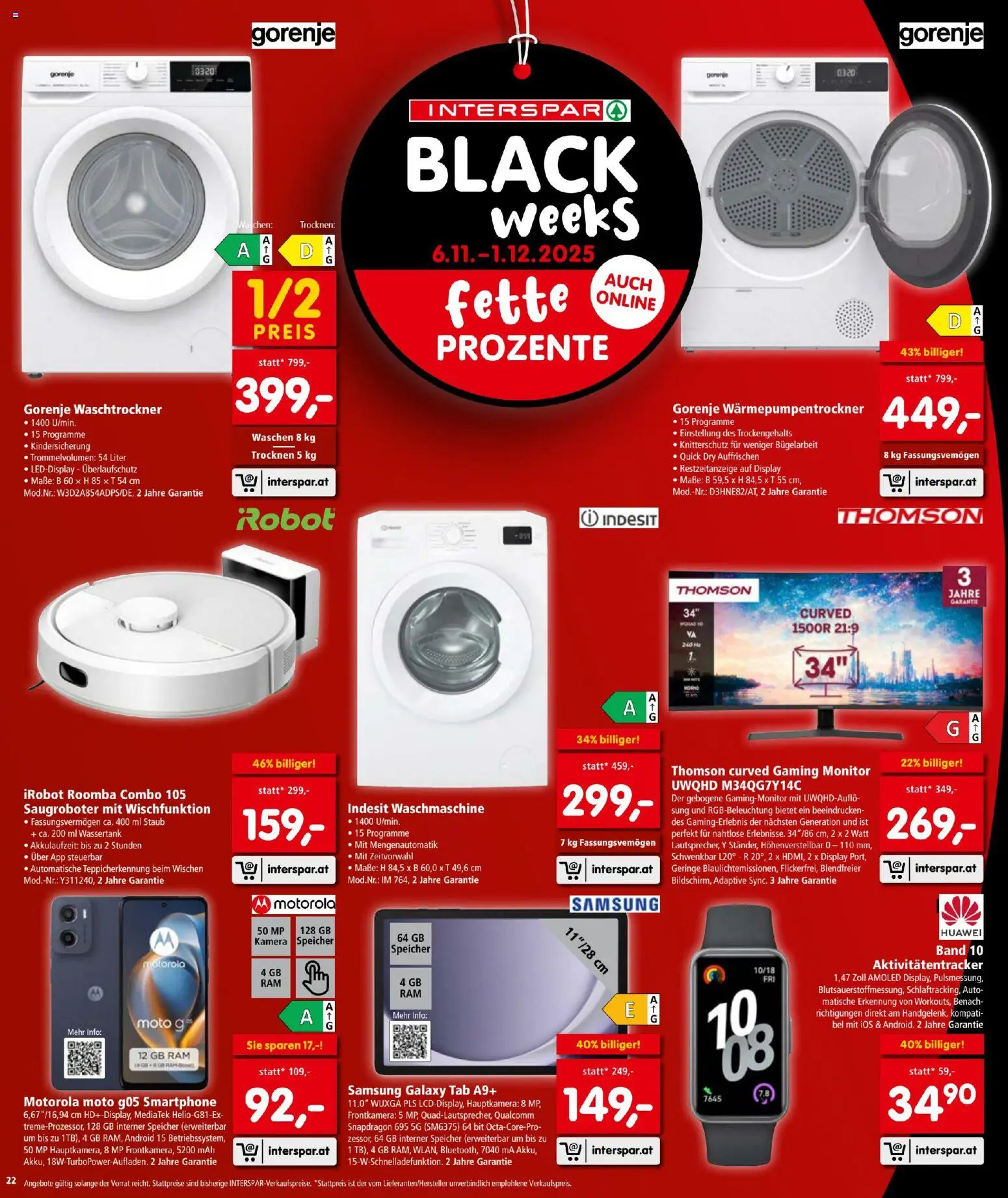 Interspar - Black Friday gültig ab 20.11.2025 | Seite: 22 | Produkte: Smartphone, Monitor, Kamera, Waschmaschine