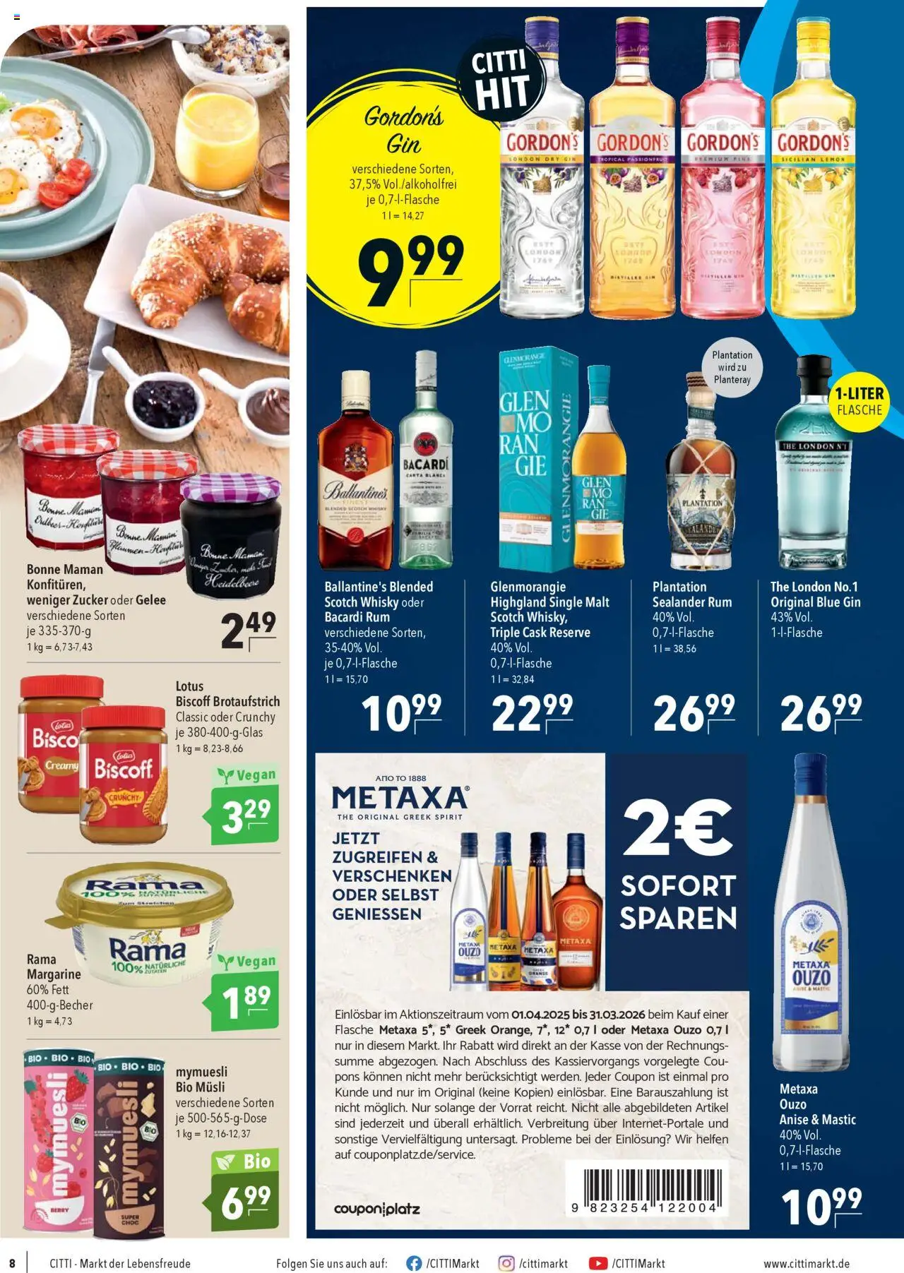 CITTI Markt Prospekt 	 – gültig ab 22.10.2025 | Seite: 8 | Produkte: Musli, Bacardi, Metaxa, Zucker