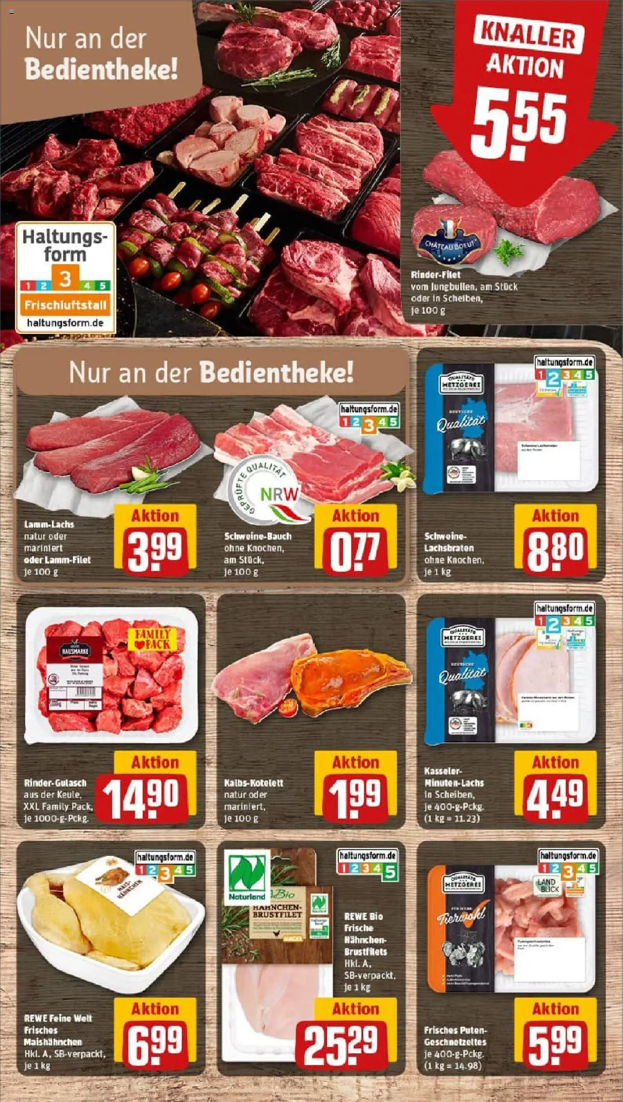 Rewe prospekt Nettetal / Kaldenkirchen	 – gültig ab 13.10.2025 | Seite: 8 | Produkte: Hahnchen, Rinderfilet, Schweinebauch, Gulasch