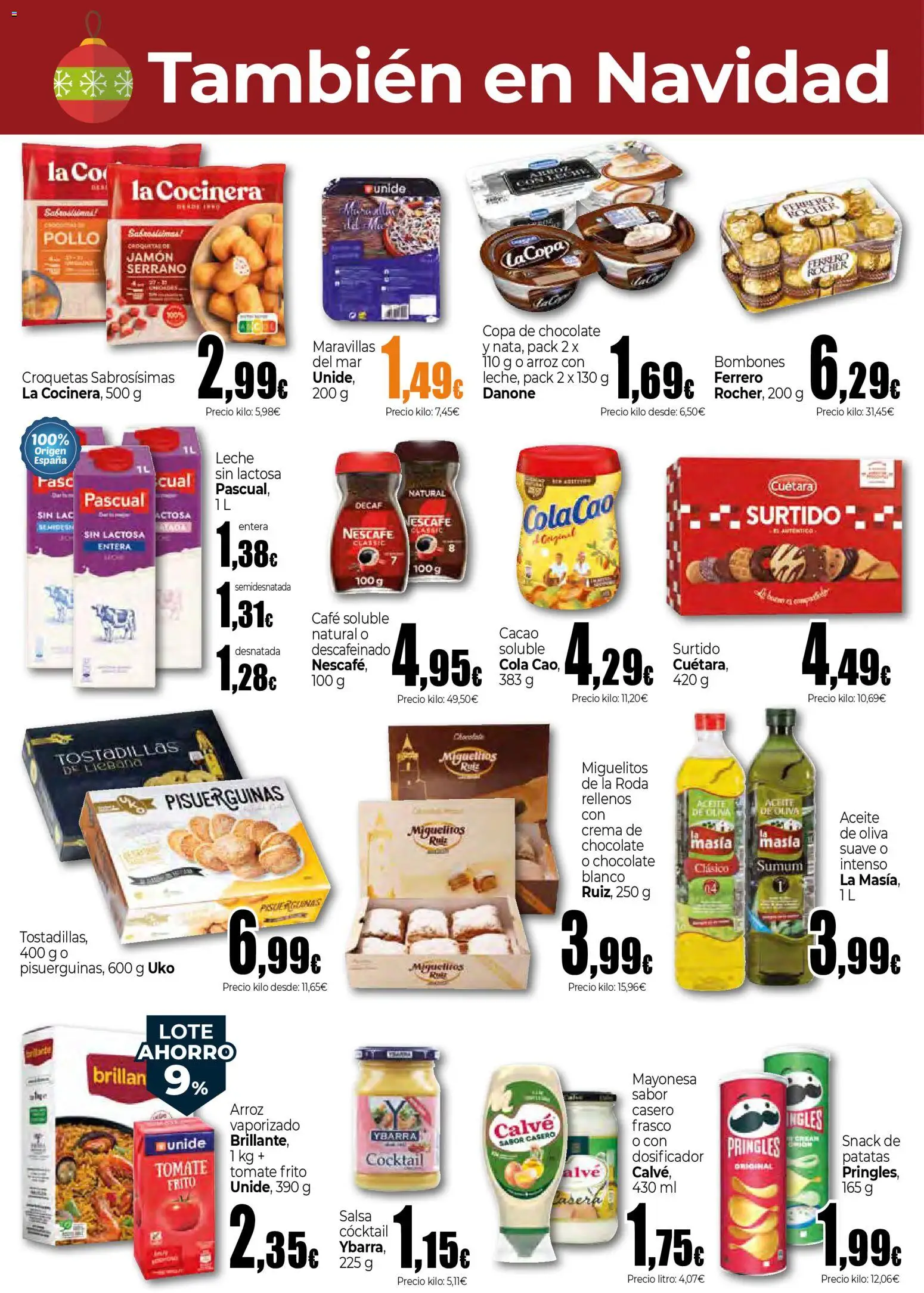 Unide - También en Navidad máximo ahorro Supermercados │ válido desde el 04.12.2025 | Página: 2 | Productos: Jamón serrano, Leche, Jamón, Οθόνη προβολής