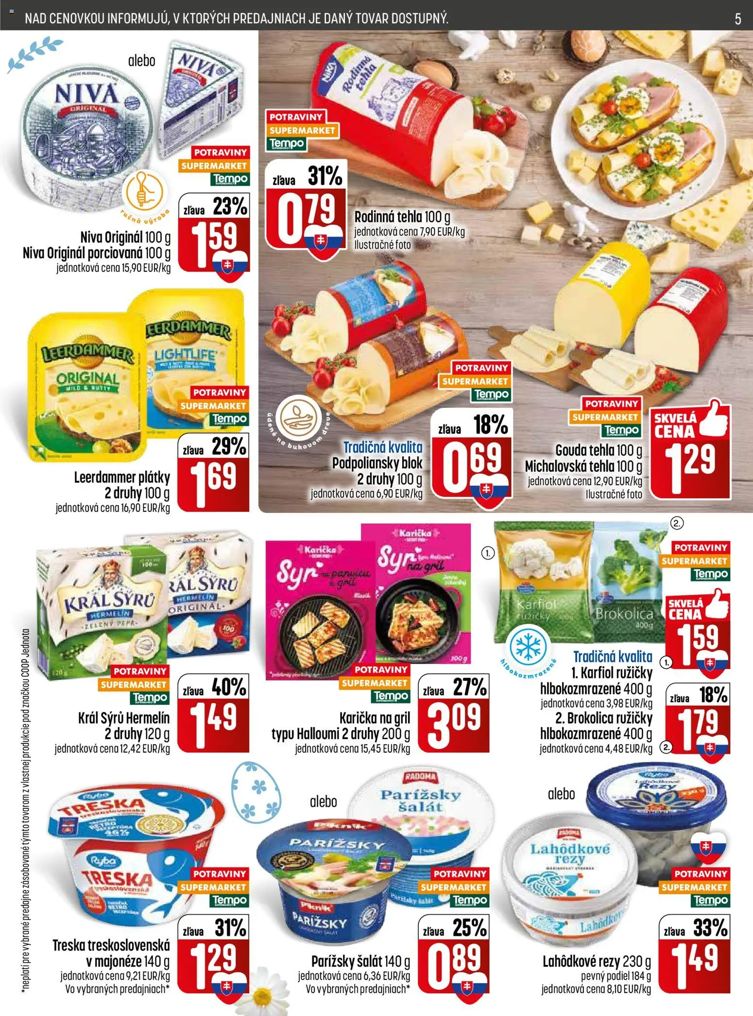 Nové COOP Jednota akcie – leták je platný od 19.03.2026 | Strana: 5 | Produkty: Gril, Gouda, Brokolica, Ryba