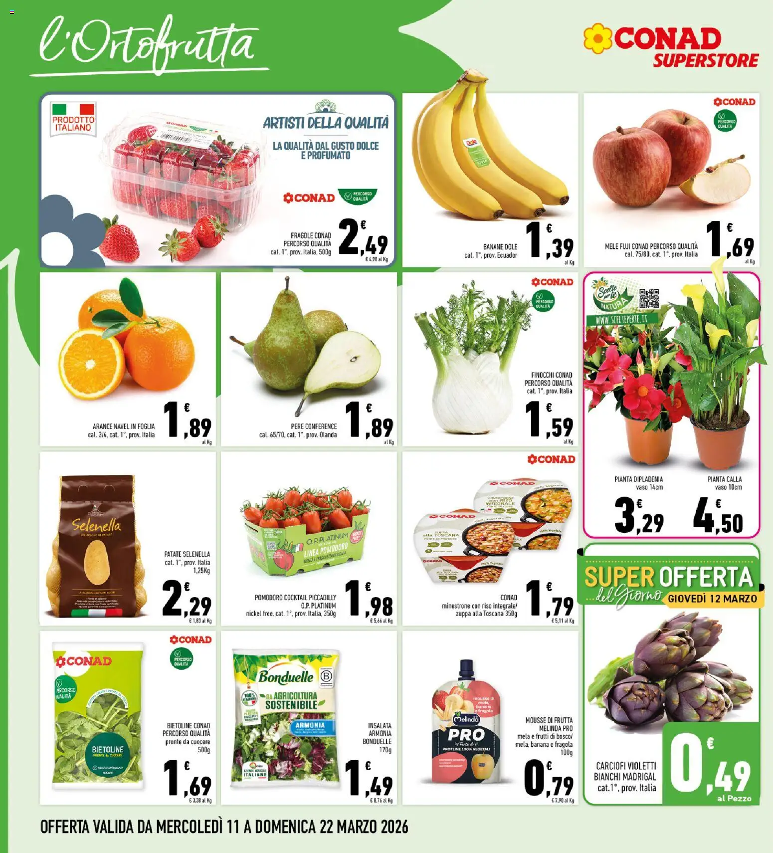 Volantino Conad del 11.03.2026 | Pagina: 4 | Prodotti: Banane, Riso, Insalata, Carciofi