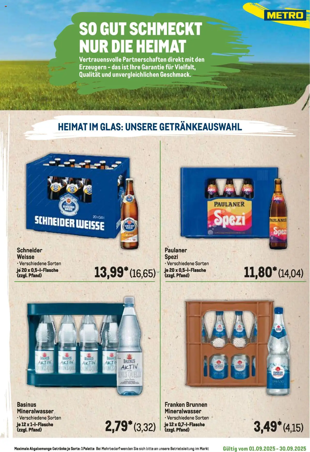 Metro Regionaler Flyer - gültig ab dem 01.09.2025 | Seite: 87 | Produkte: Mineralwasser, Paulaner