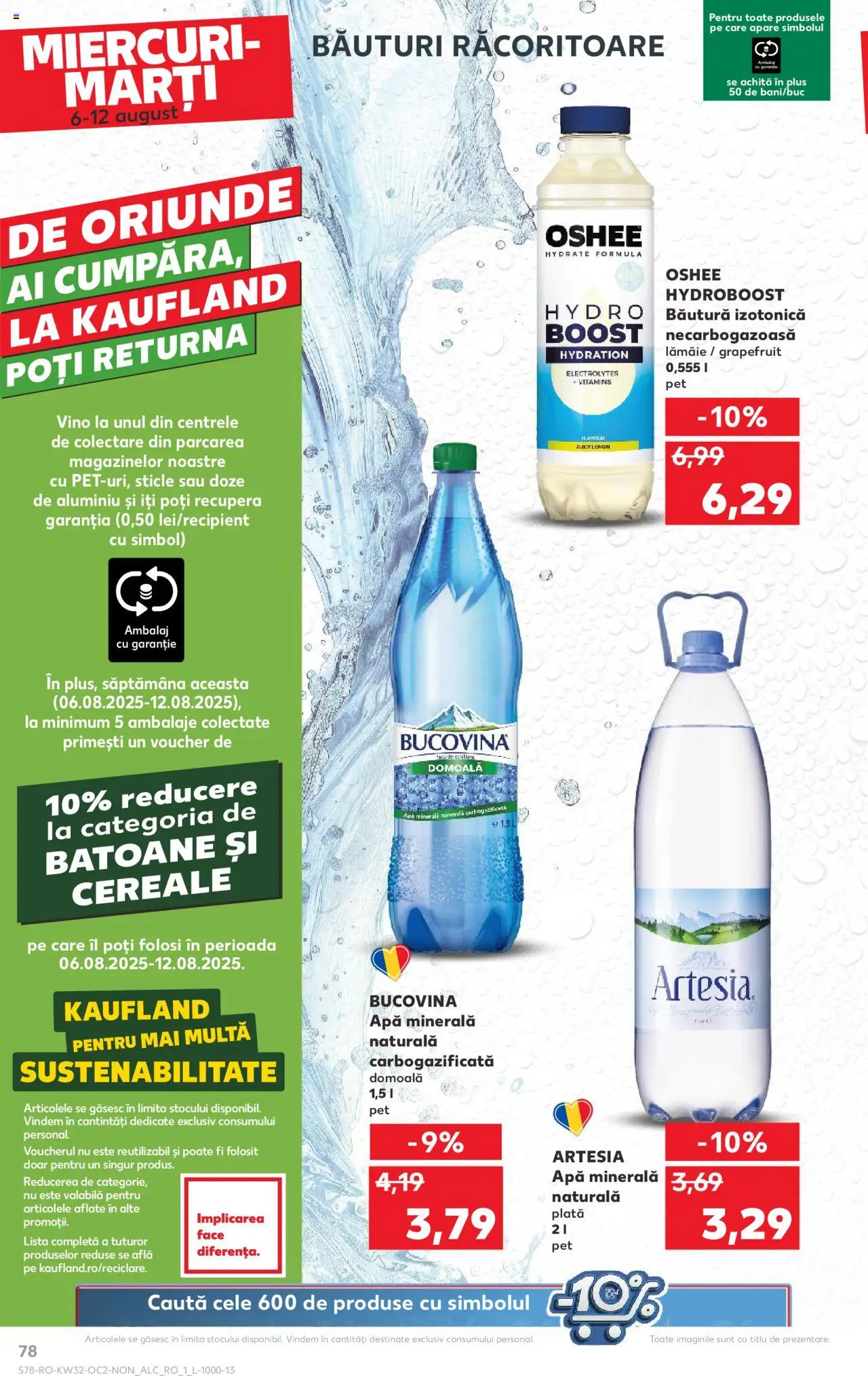 Catalog Kaufland - Tulcea – valabil de la 06.08.2025 | Pagină: 78 | Produse: Yazı tahtası kalemi, Cereale, Apă, Lămâie
