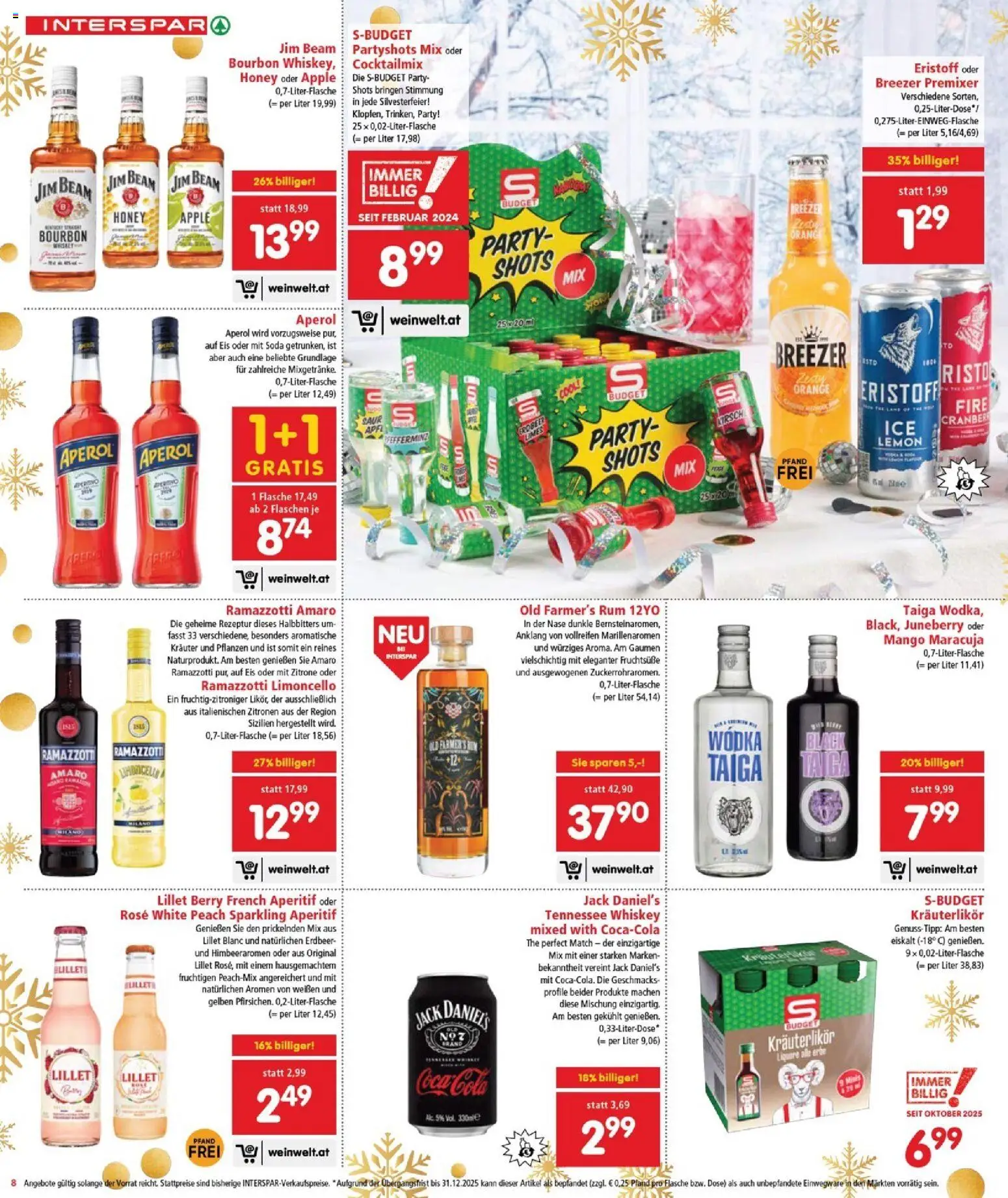 Interspar Flugblatt - Burgenland Nord gültig ab 22.12.2025 | Seite: 8 | Produkte: Wodka, Whiskey, Eis, Bourbon