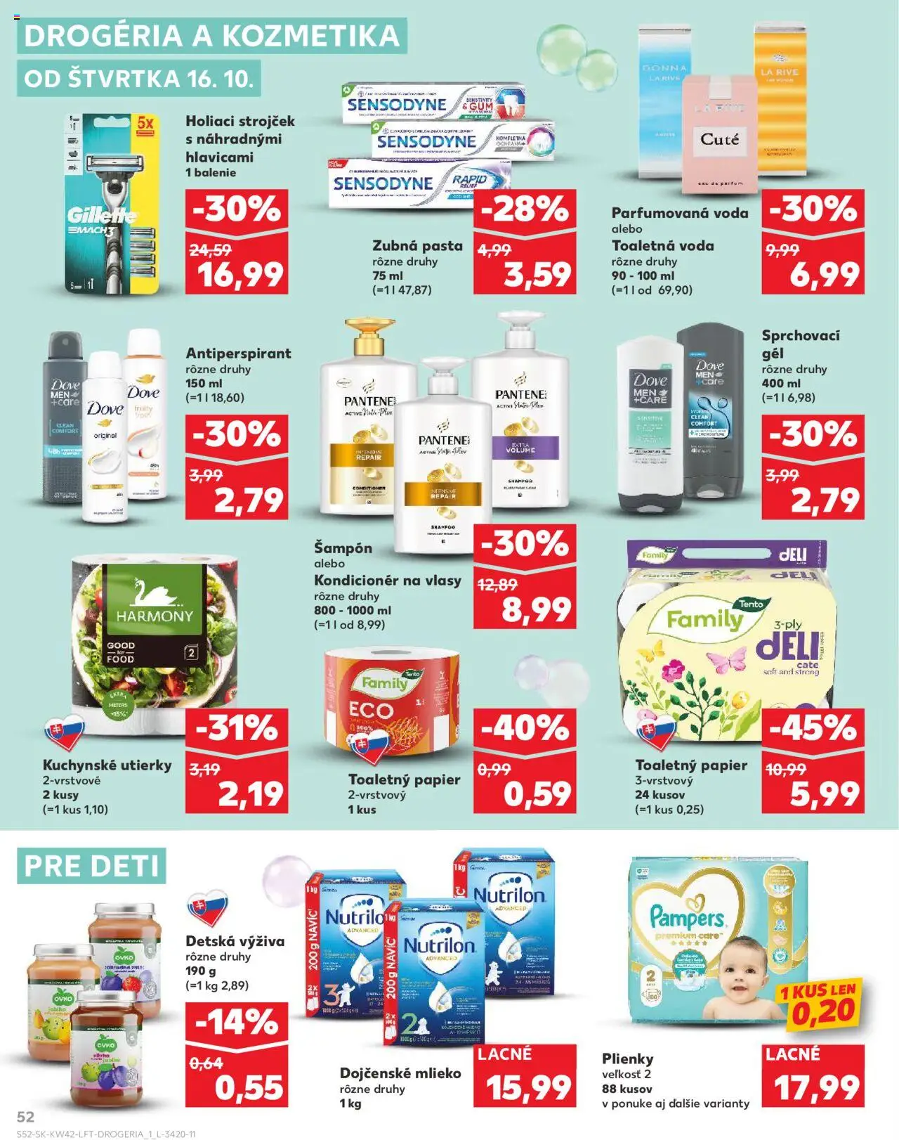 Kaufland SK akciós ujság - amely érvényes a következő dátumtól: 16.10.2025 | Oldal: 52 | Termékek: Pampers, Sampon