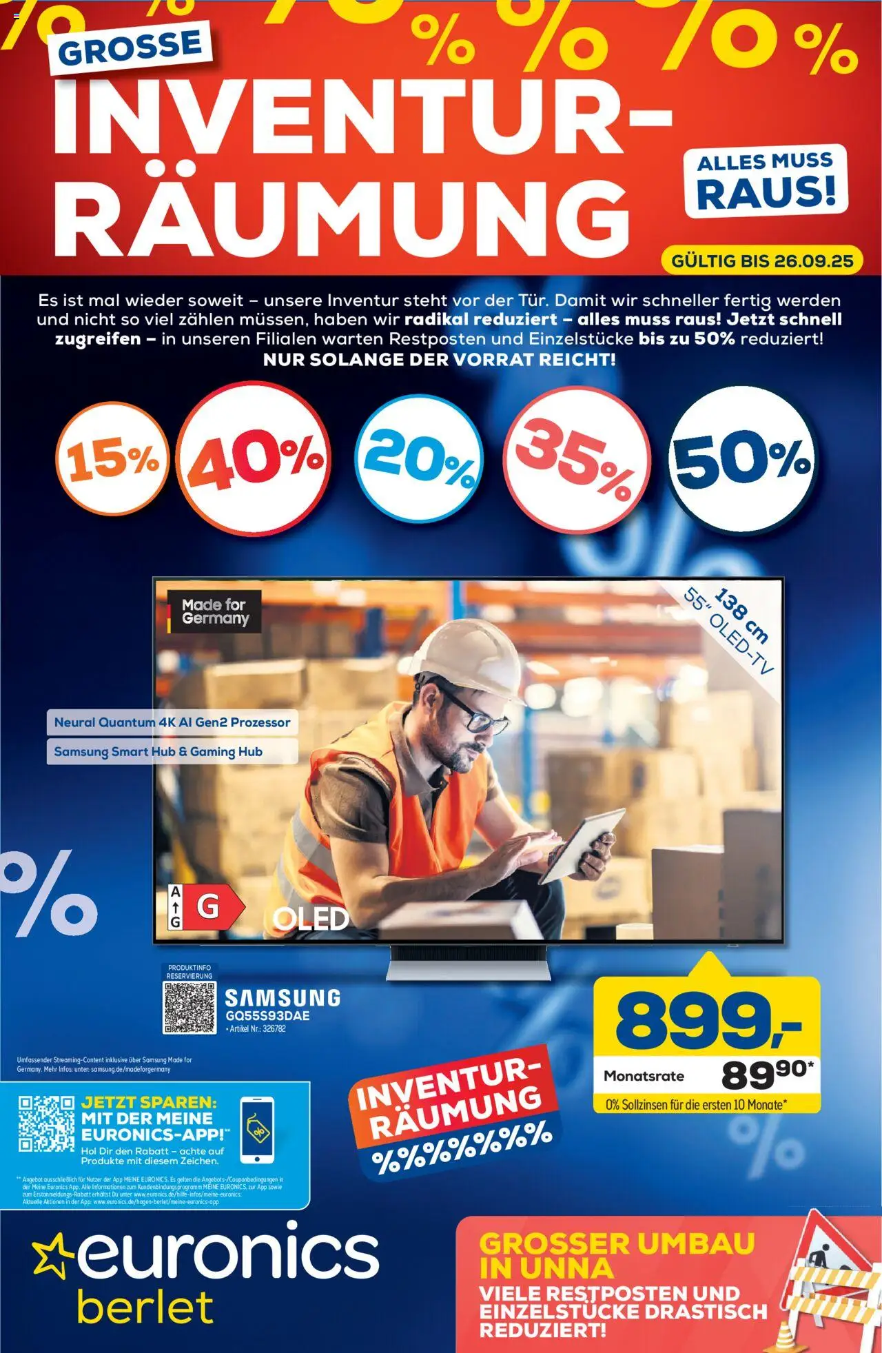 Euronics  Aktueller Prospekt Berlet – gültig ab 17.09.2025 | Seite: 1 | Produkte: Samsung