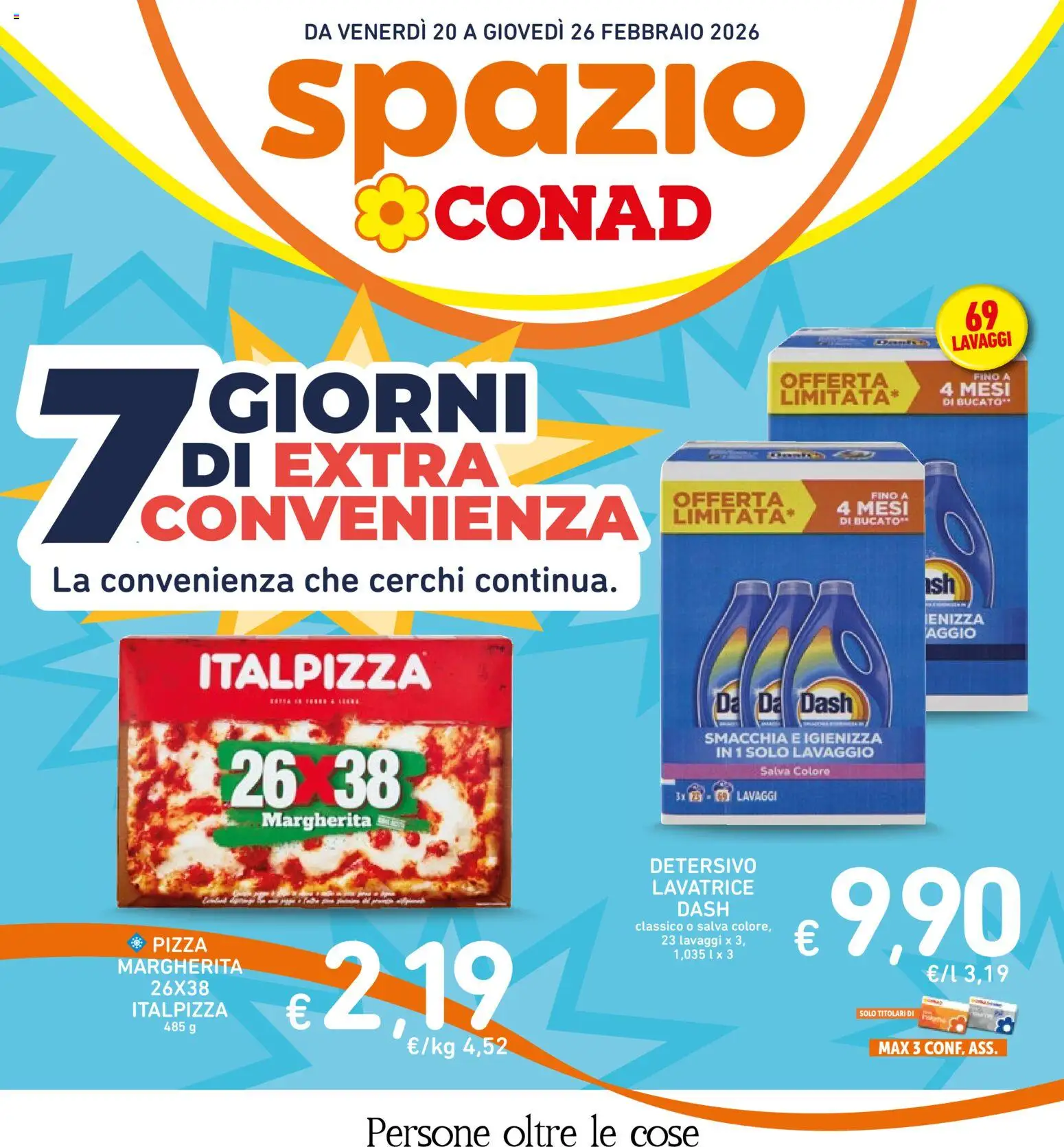Volantino Spazio Conad del 20.02.2026 | Pagina: 1 | Prodotti: Pizza, Lavatrice